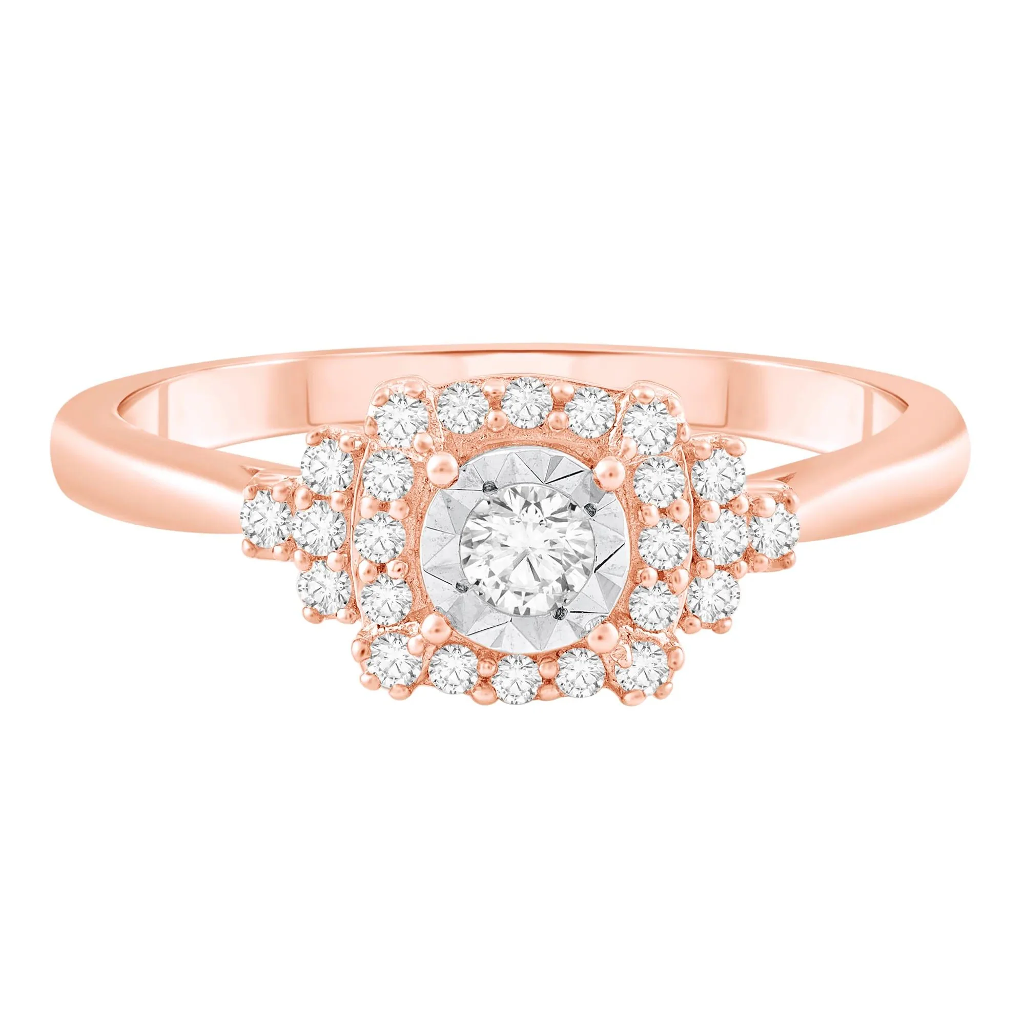 1/4 CT. Tw. Diamond Ring 10K Rose Gold Round Brilliant Cut Size 5.5
