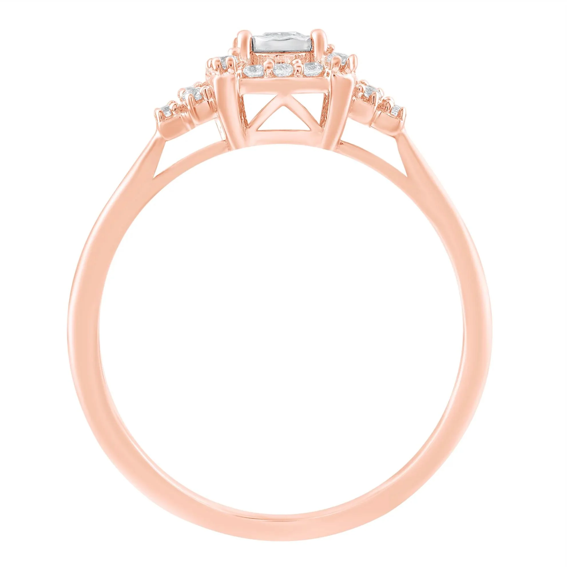 1/4 CT. Tw. Diamond Ring 10K Rose Gold Round Brilliant Cut Size 5.5 - Image 2