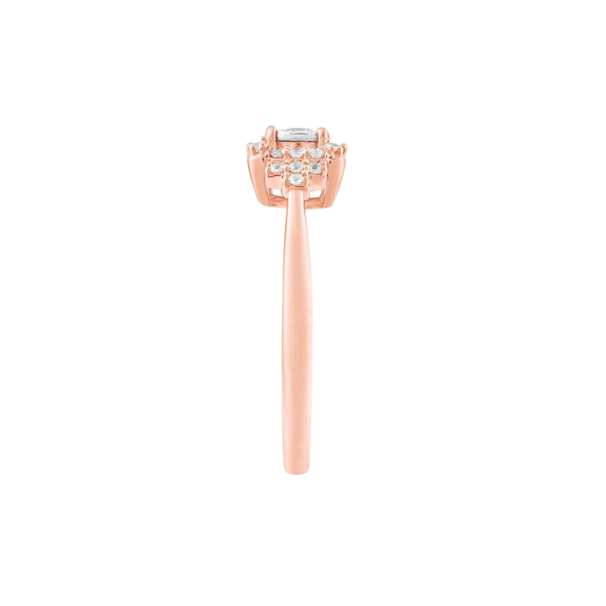 1/4 CT. Tw. Diamond Ring 10K Rose Gold Round Brilliant Cut Size 9.5 - Image 3
