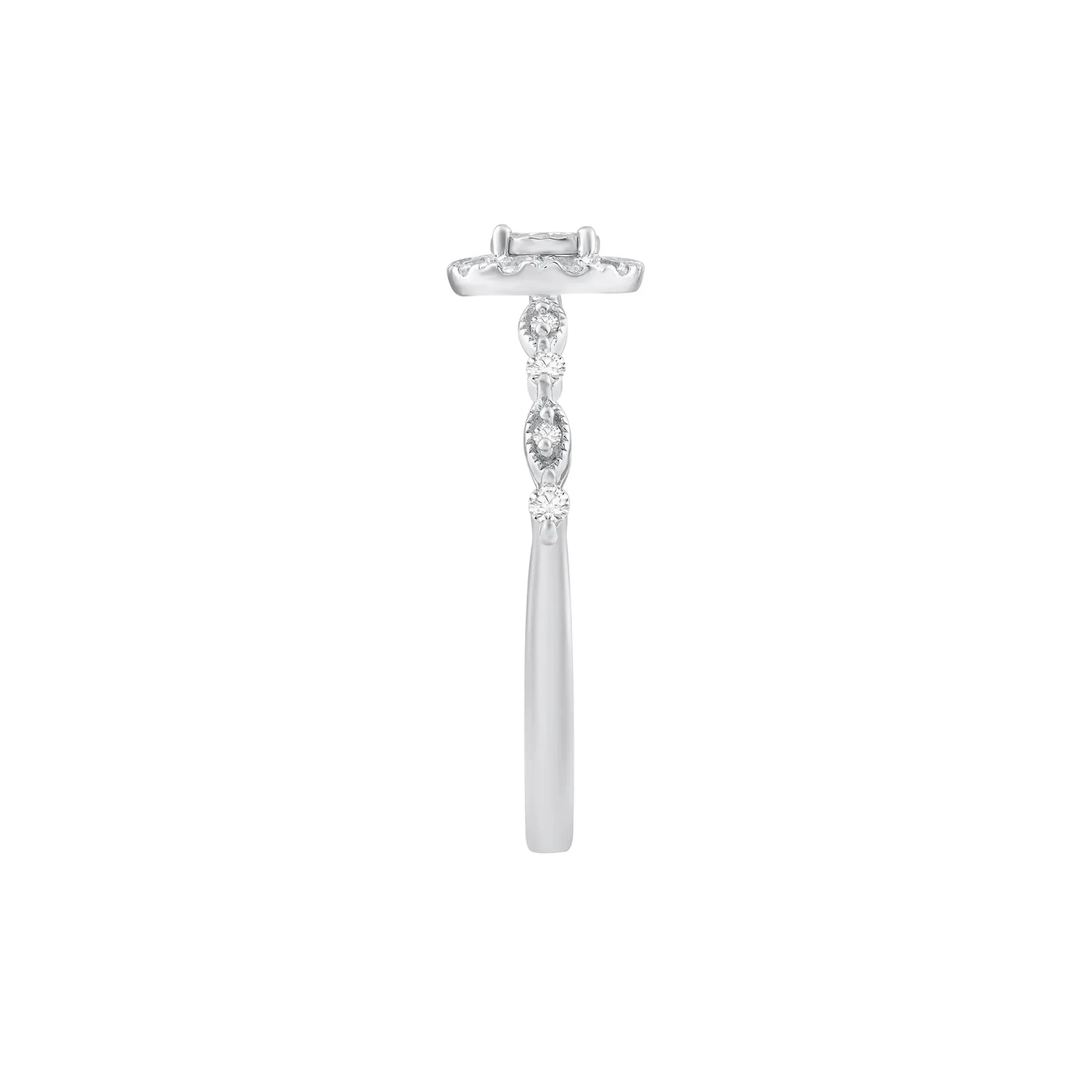 1/4 CT. Tw. Diamond Halo Promise Ring 10K White Gold Round Brilliant Cut Size 7.5 - Image 3