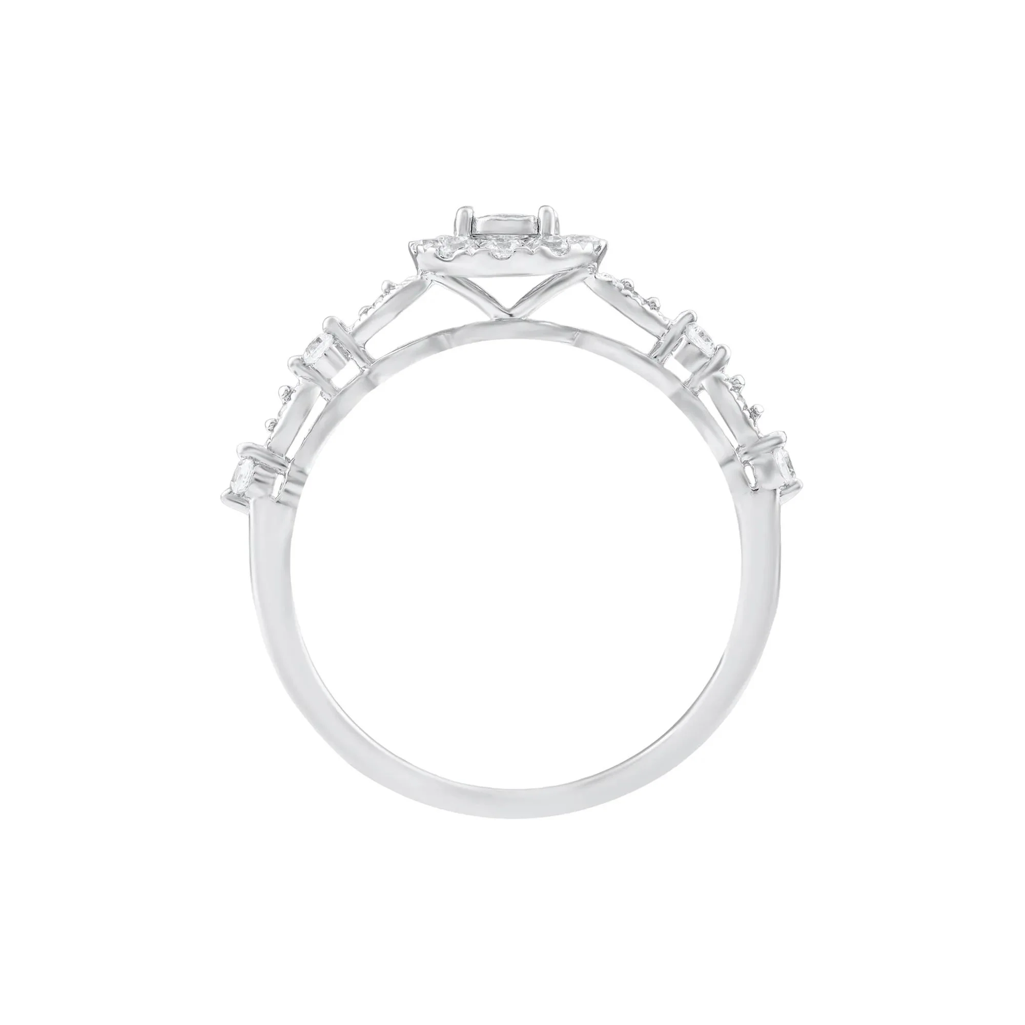 1/4 CT. Tw. Diamond Halo Promise Ring 10K White Gold Round Brilliant Cut Size 8.5 - Image 2