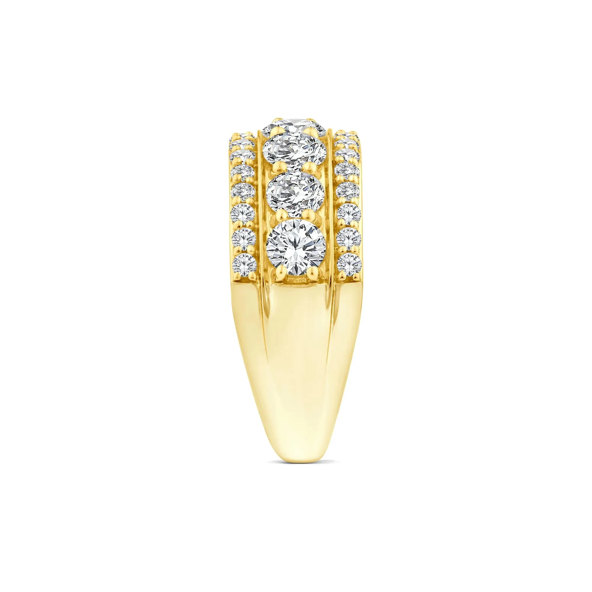 2 CT. Tw. Lab Grown Diamond Three-Row Band Ring 10K Yellow Gold Size 8.5 - Image 3