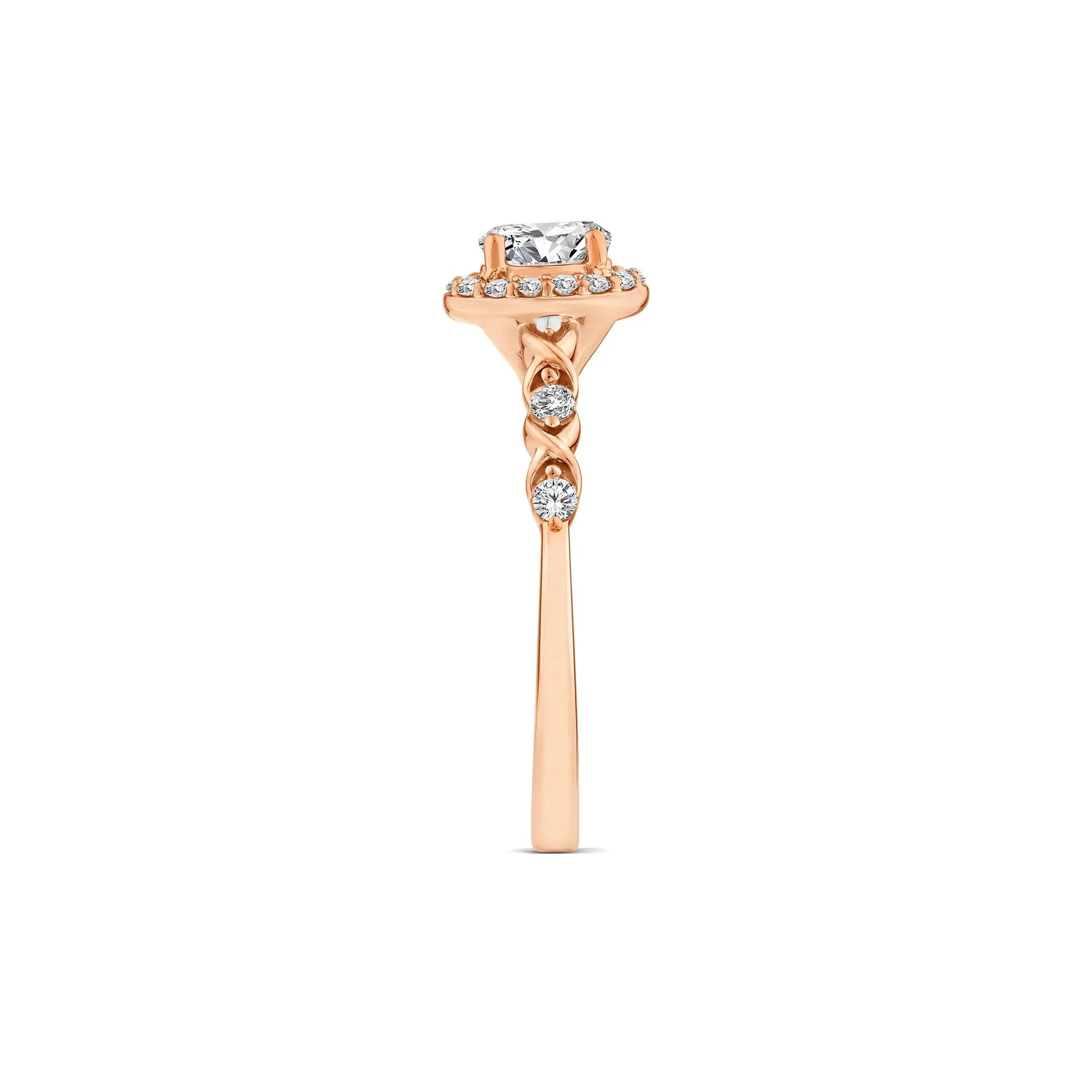 1/2 CT. Tw. Lab Grown Diamond Oval Halo Promise Ring 10K Rose Gold Round Brilliant Cut Size 8.5 - Image 3