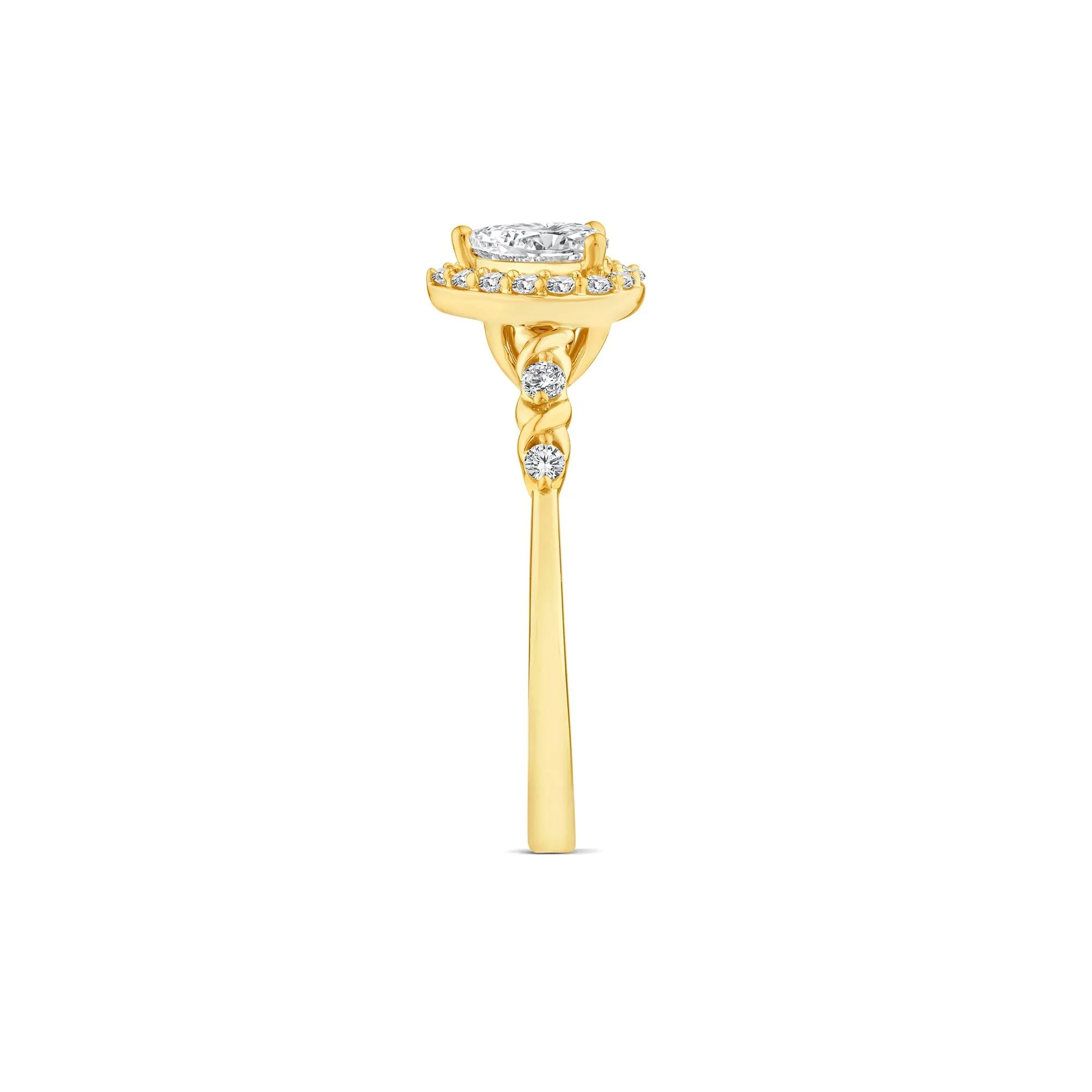 1/2 CT. Tw. Lab Grown Diamond Pear-Shaped Halo Promise Ring 10K Yellow Gold Round Brilliant Cut Size 6.5 - Image 3