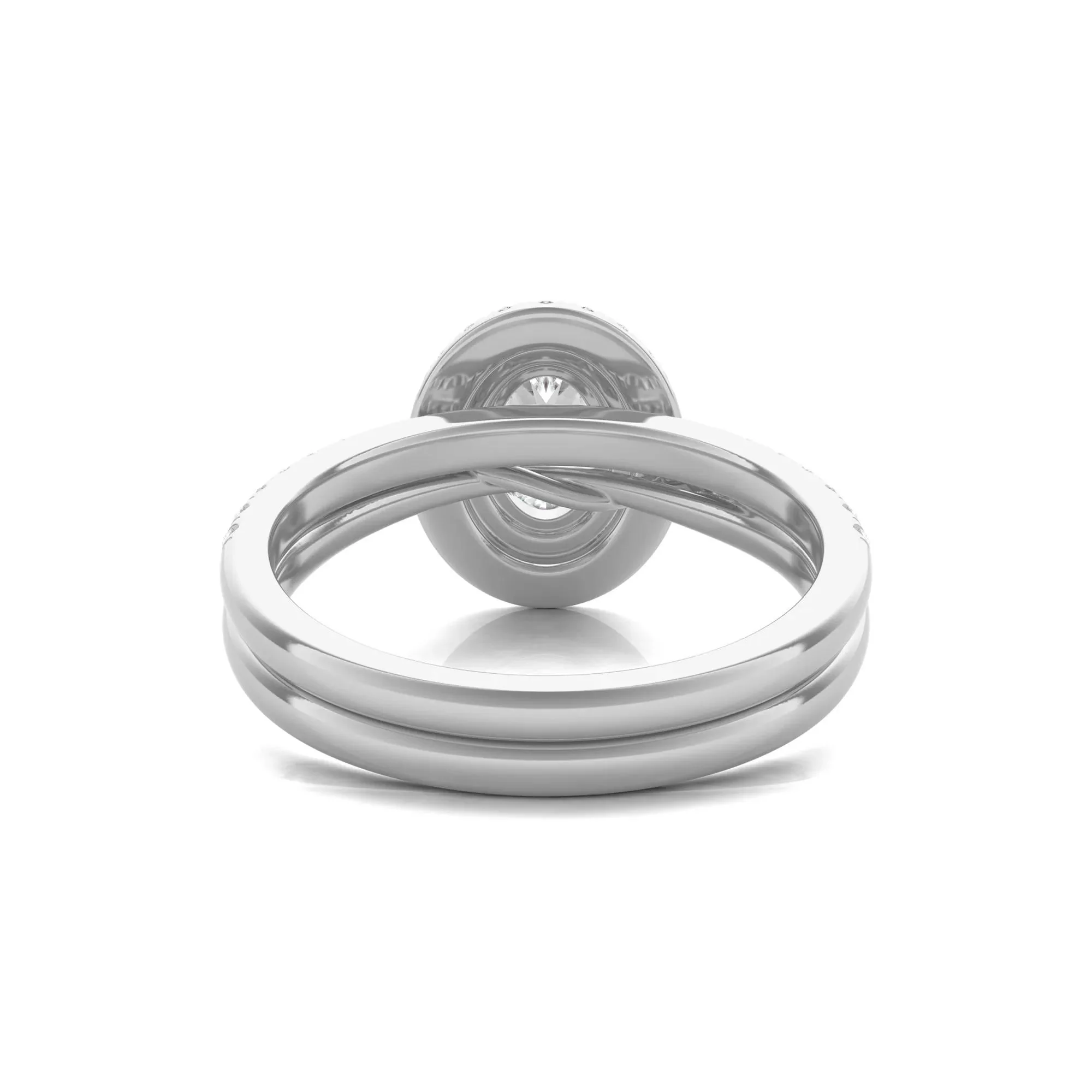 1/2 CT. Tw. Diamond Halo Engagement Ring Set 14K White Gold Round Brilliant Cut Size 6.5 - Image 6