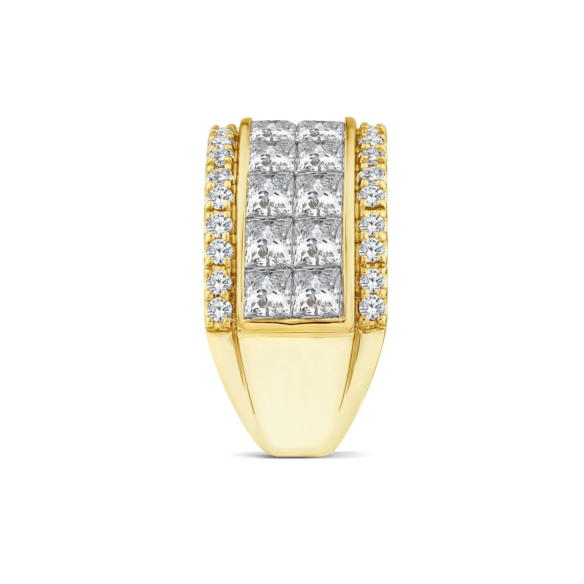 4 CT. Tw. Lab Grown Diamond Princess-Cut and Round Multi-Row Band Ring 10K Yellow Gold Round Brilliant Cut Size 9 - Image 3
