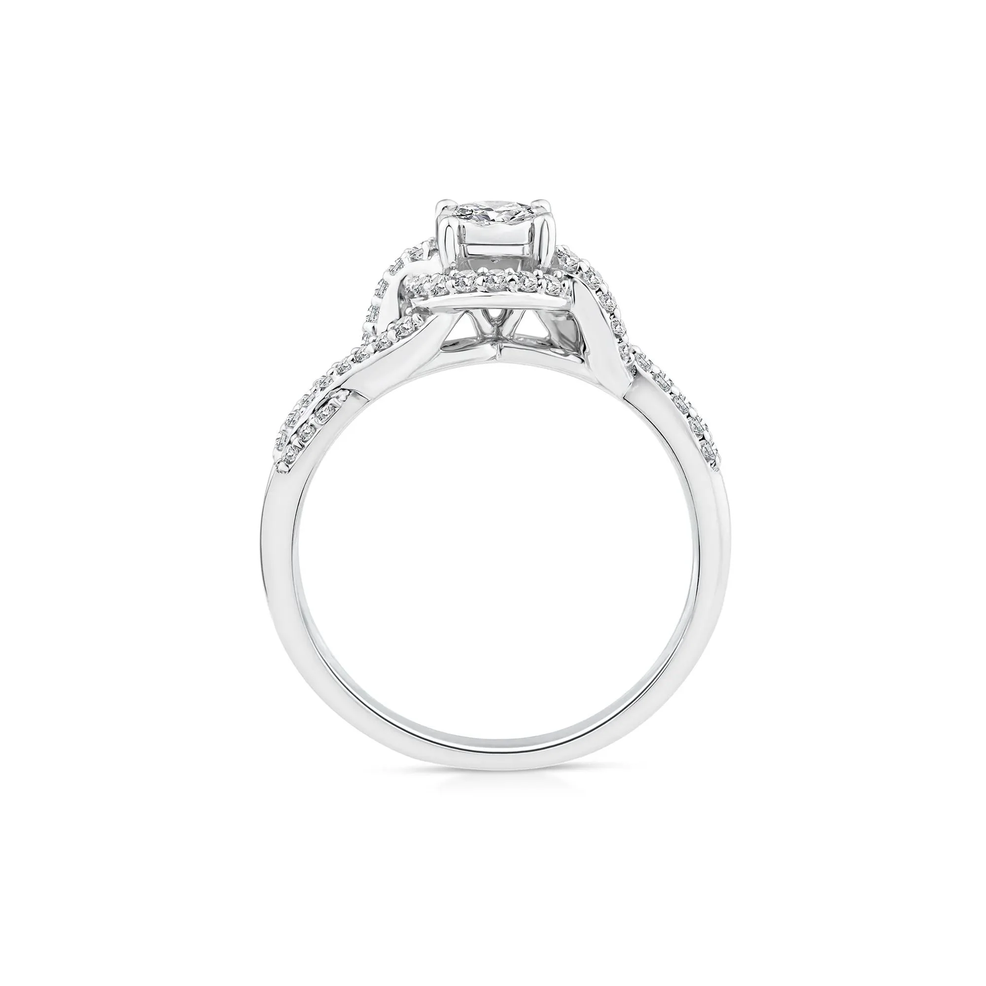 1/2 CT. Tw. Lab Grown Diamond Promise Ring 10K White Gold Round Brilliant Cut Size 6 - Image 2