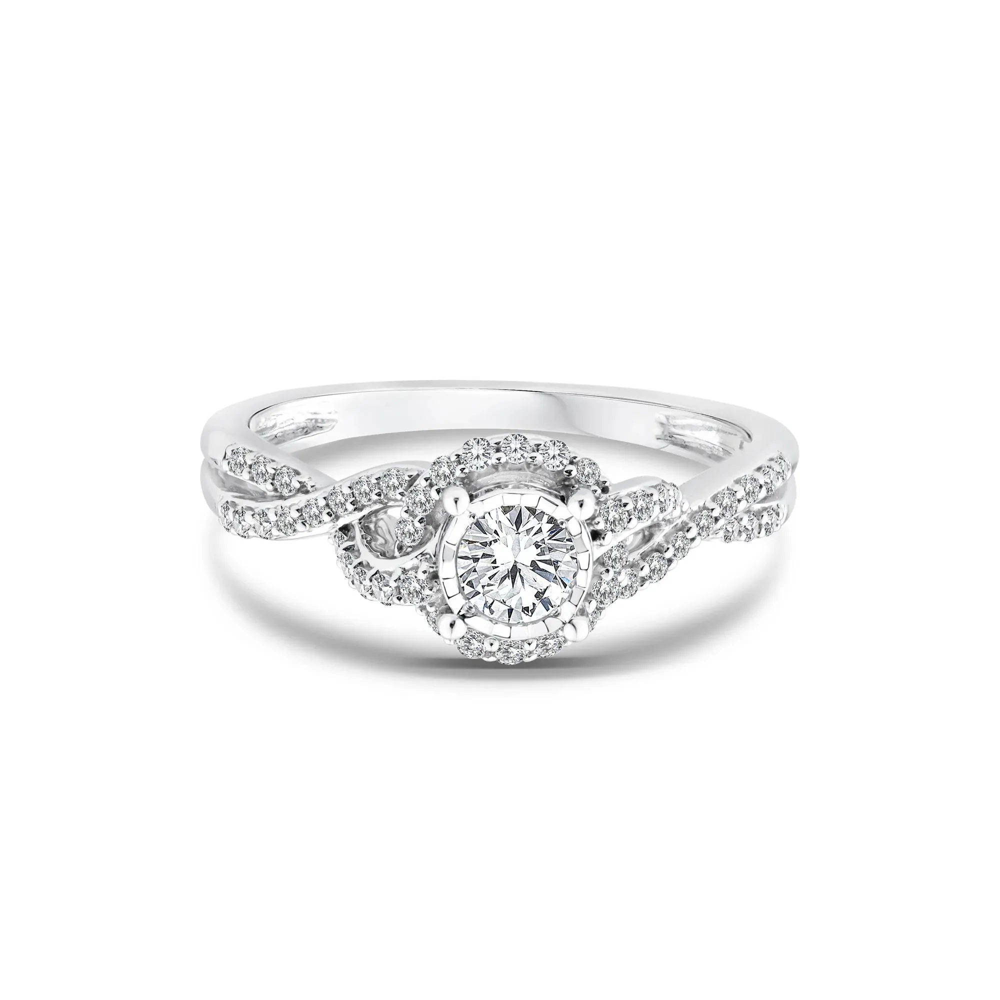 1/2 CT. Tw. Lab Grown Diamond Promise Ring 10K White Gold Round Brilliant Cut Size 7