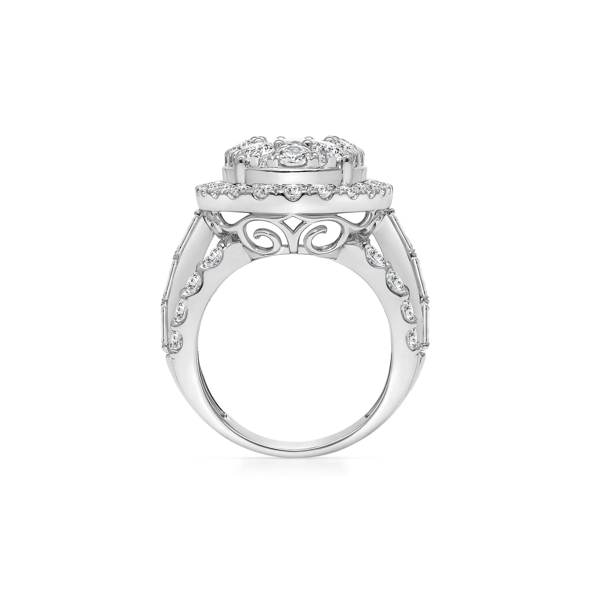 5 CT. Tw. Lab Grown Diamond Composite Ring 10K White Gold Round Brilliant Cut Size 9 - Image 2