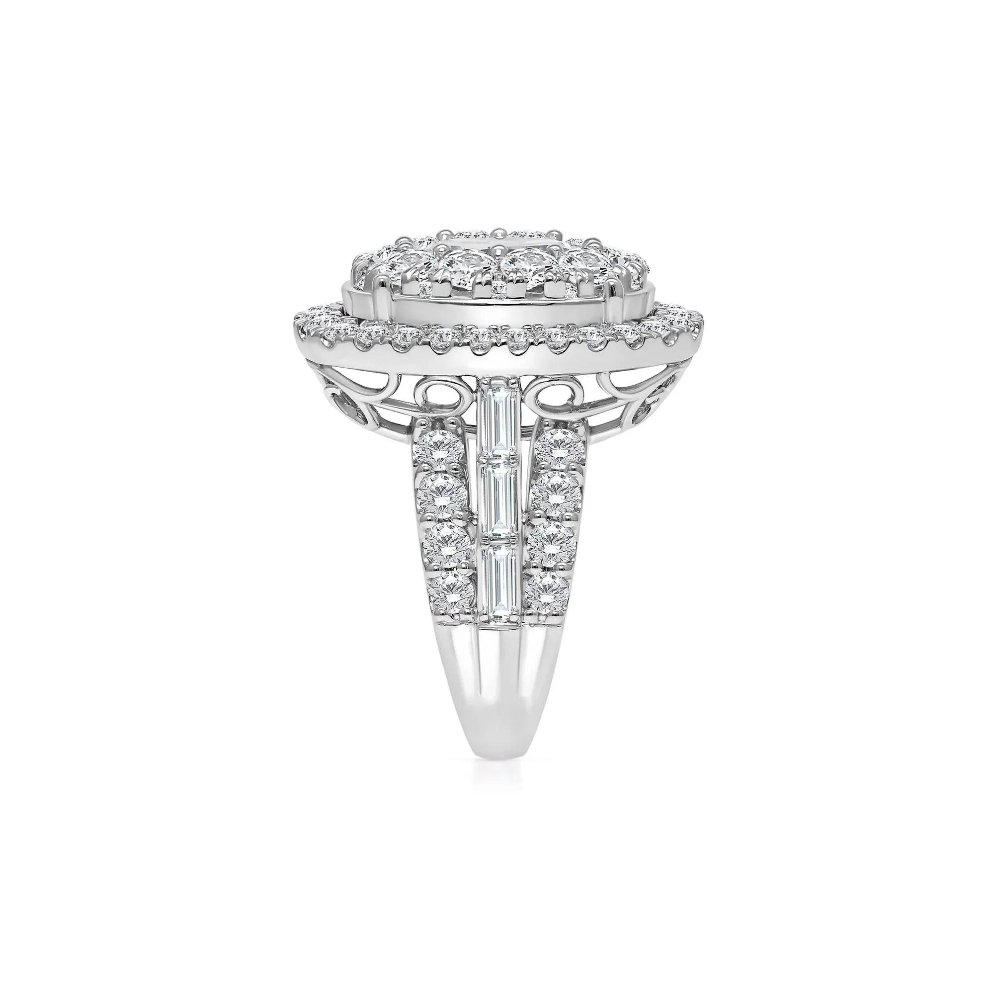 5 CT. Tw. Lab Grown Diamond Composite Ring 10K White Gold Round Brilliant Cut Size 9 - Image 3