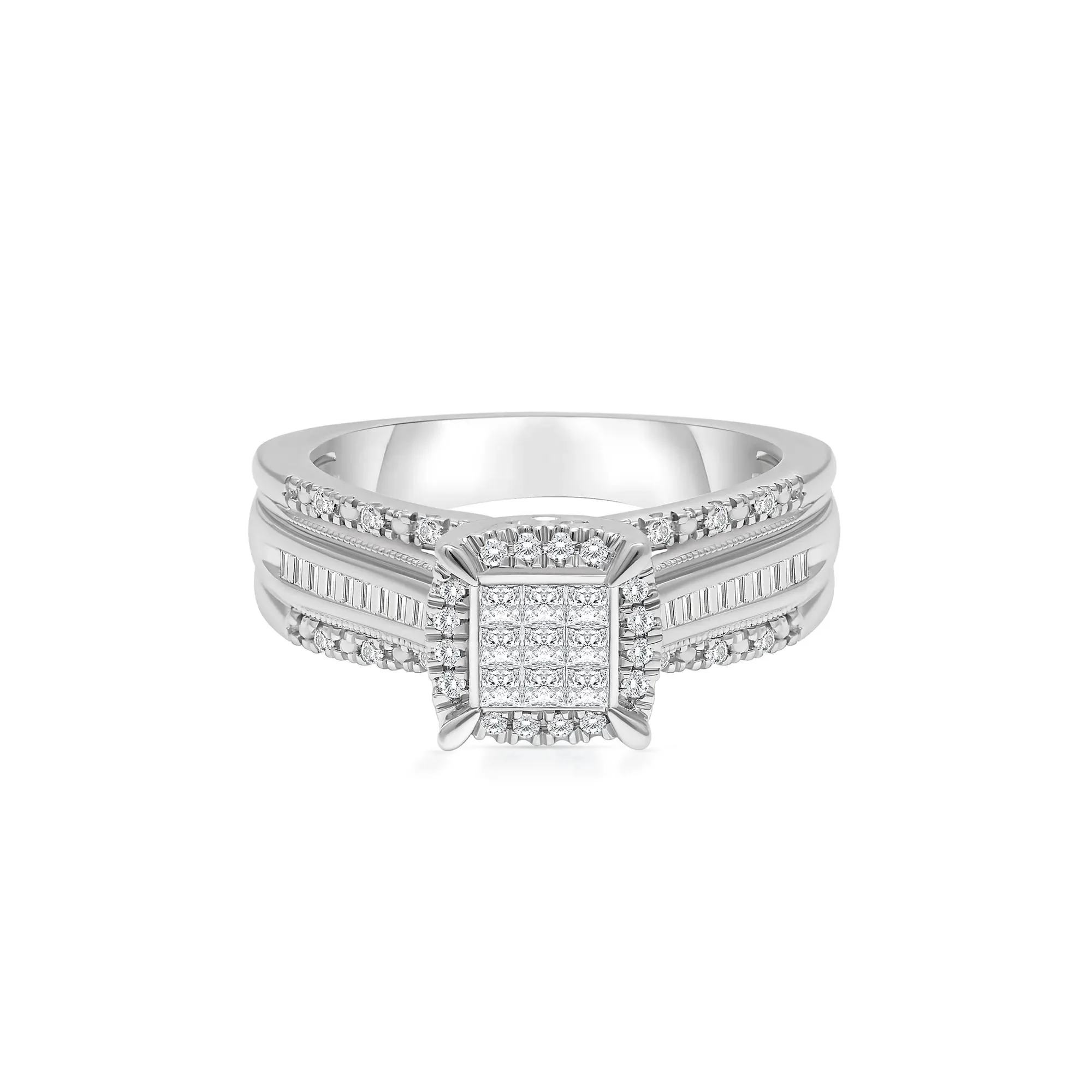 1/2 CT. Tw. Diamond Composite Engagement Ring 10K White Gold Size 7