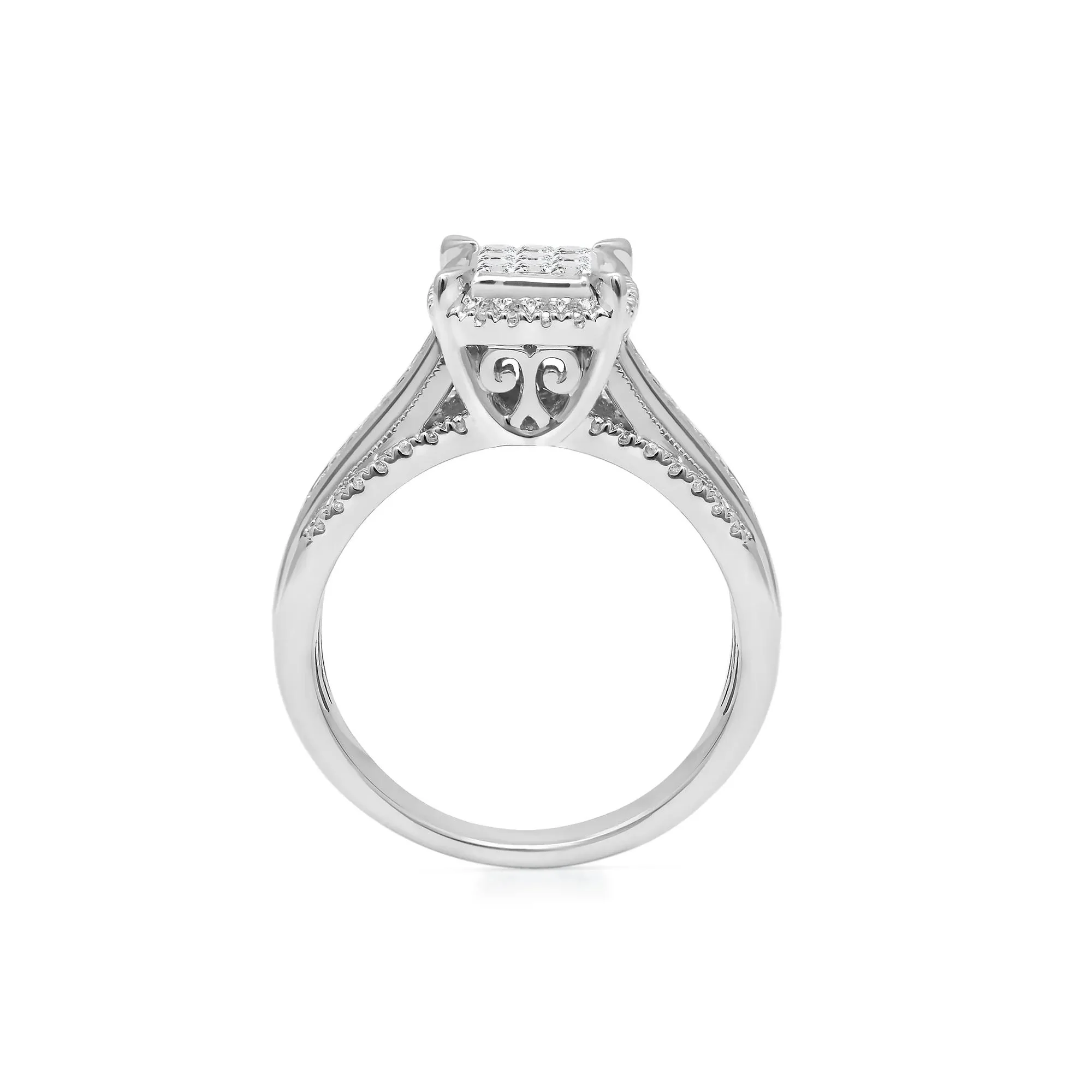 1/2 CT. Tw. Diamond Composite Engagement Ring 10K White Gold Size 8 - Image 2