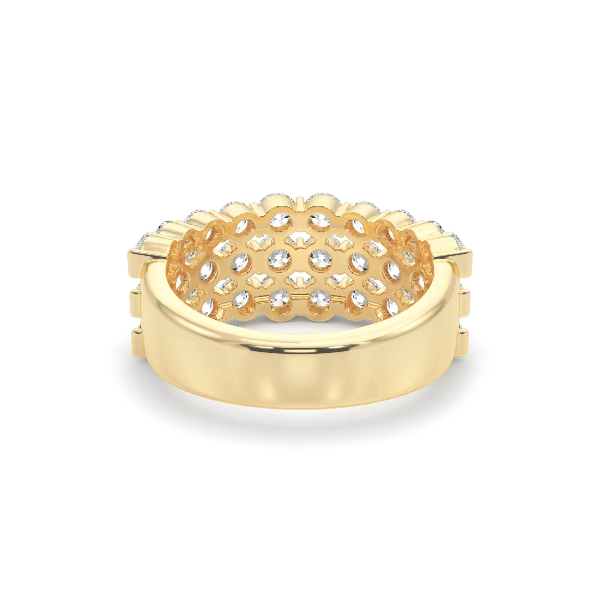1/2 CT. Tw. Lab Grown Diamond Three-Row Band Ring 10K Yellow Gold (2-) Round Brilliant Cut Size 6 - Image 4