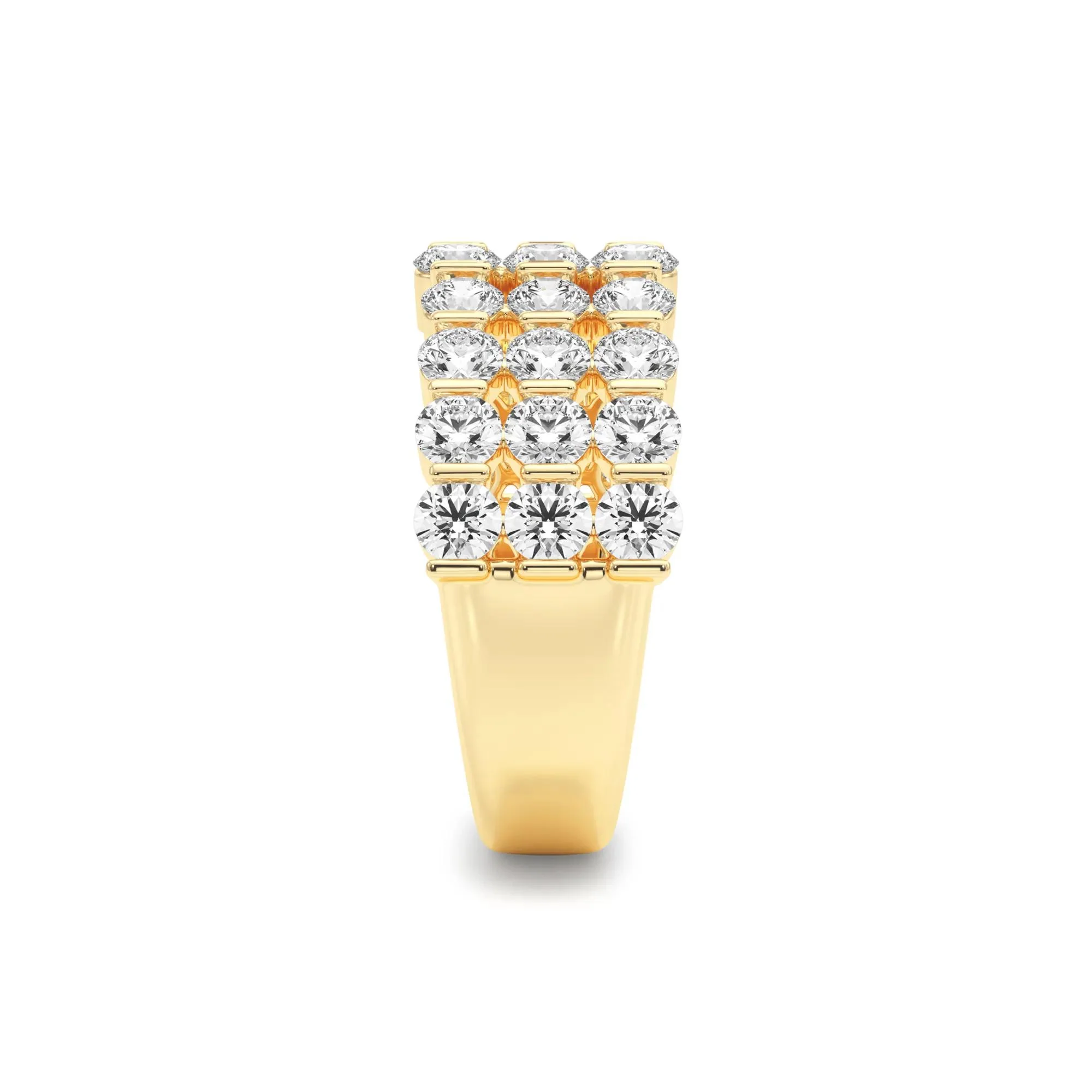 1/2 CT. Tw. Lab Grown Diamond Three-Row Band Ring 10K Yellow Gold (2-) Round Brilliant Cut Size 6.5 - Image 3
