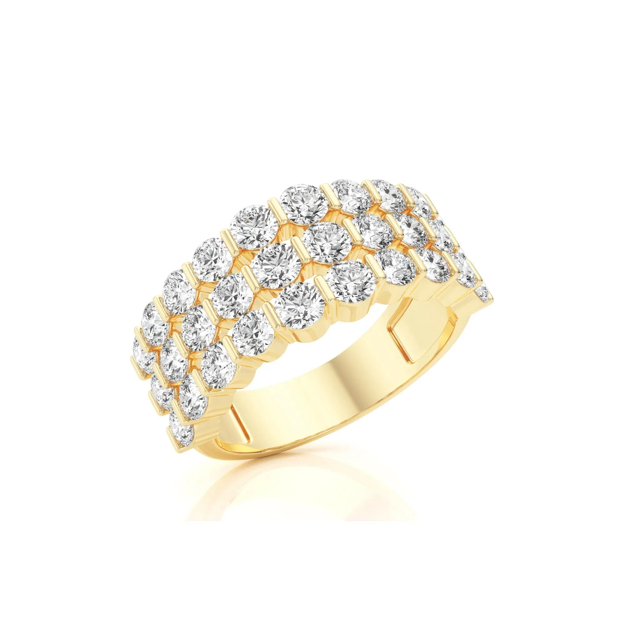1/2 CT. Tw. Lab Grown Diamond Three-Row Band Ring 10K Yellow Gold (2-) Round Brilliant Cut Size 6.5 - Image 5