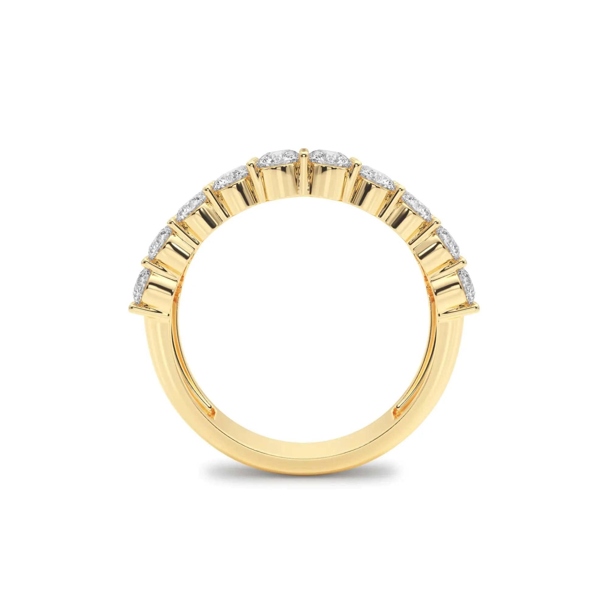1/2 CT. Tw. Lab Grown Diamond Three-Row Band Ring 10K Yellow Gold (2-) Round Brilliant Cut Size 8 - Image 2