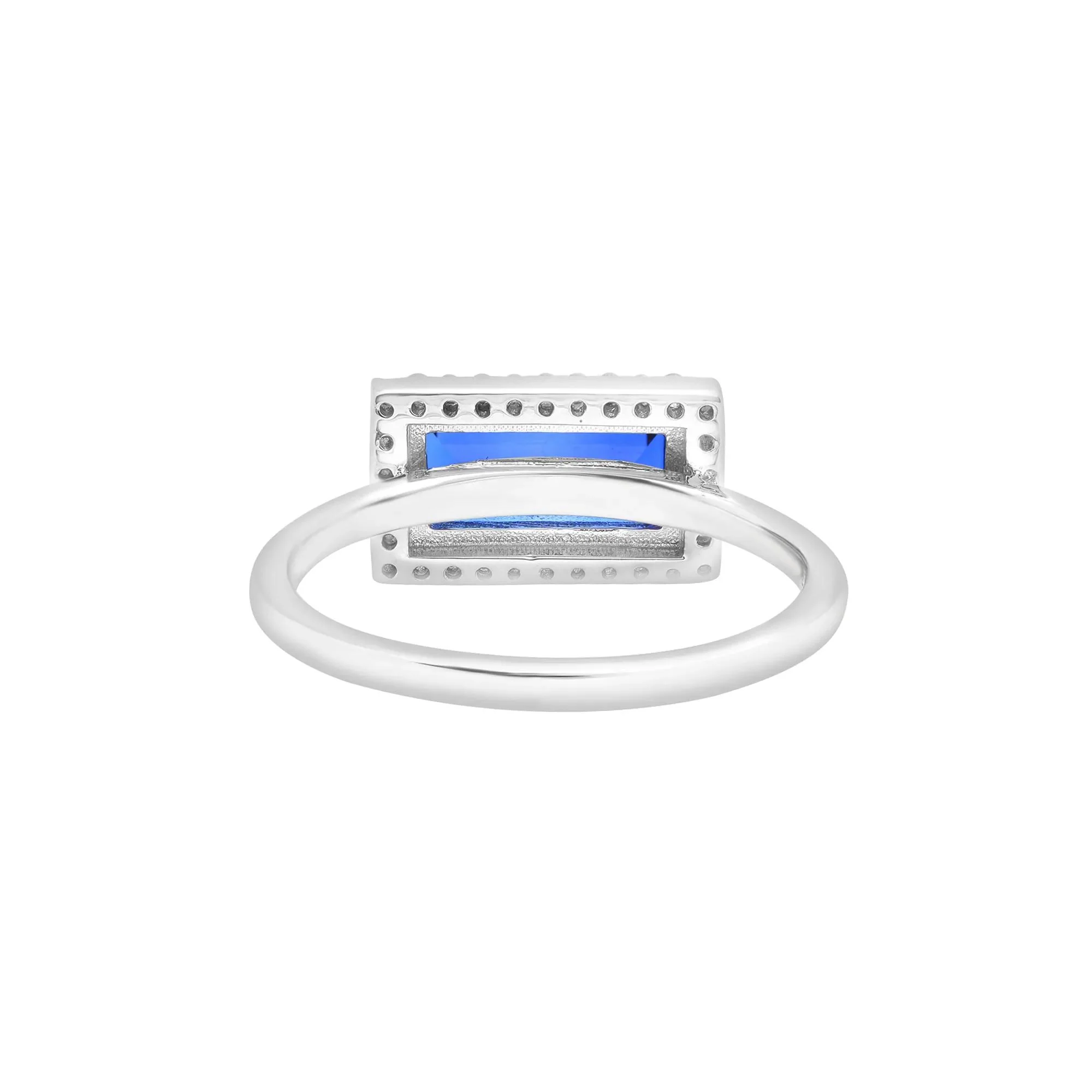 Lab-Created Blue and White Sapphire Cocktail Ring .925 Sterling Silver Size 6 1.5mm - Image 4