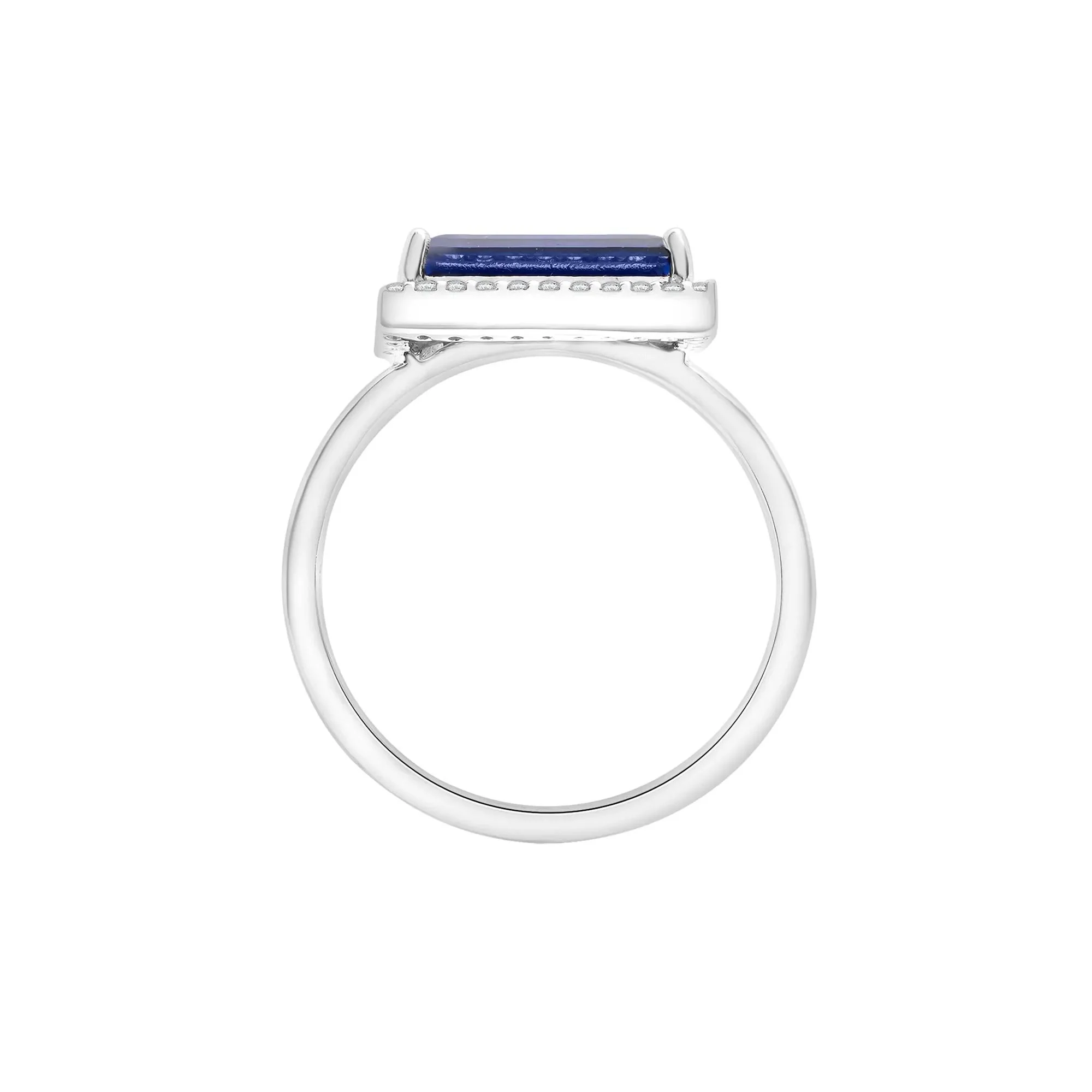 Lab-Created Blue and White Sapphire Cocktail Ring .925 Sterling Silver Size 8 1.5mm - Image 2