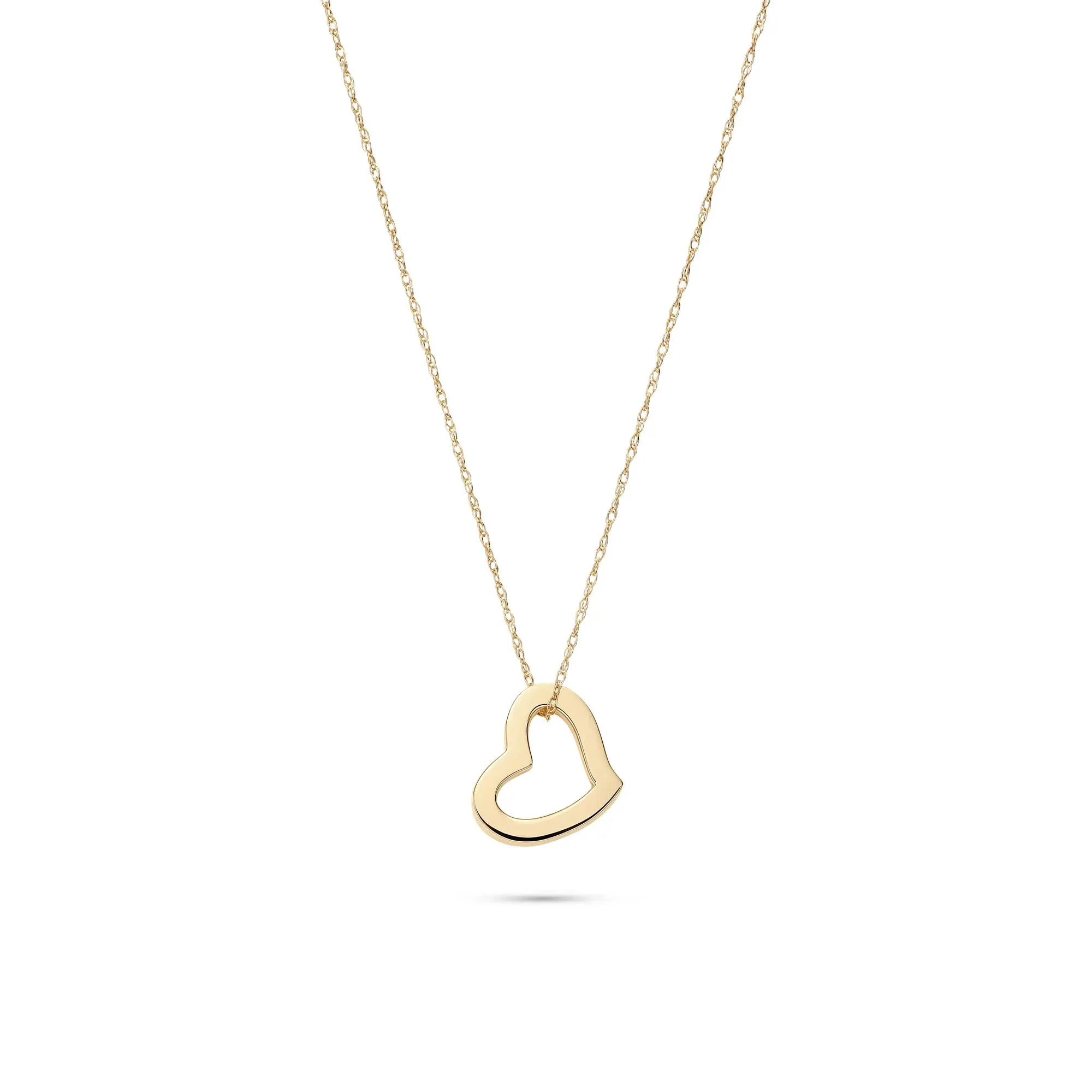 Heart Pendant Necklace 14K Yellow Gold Size 18"