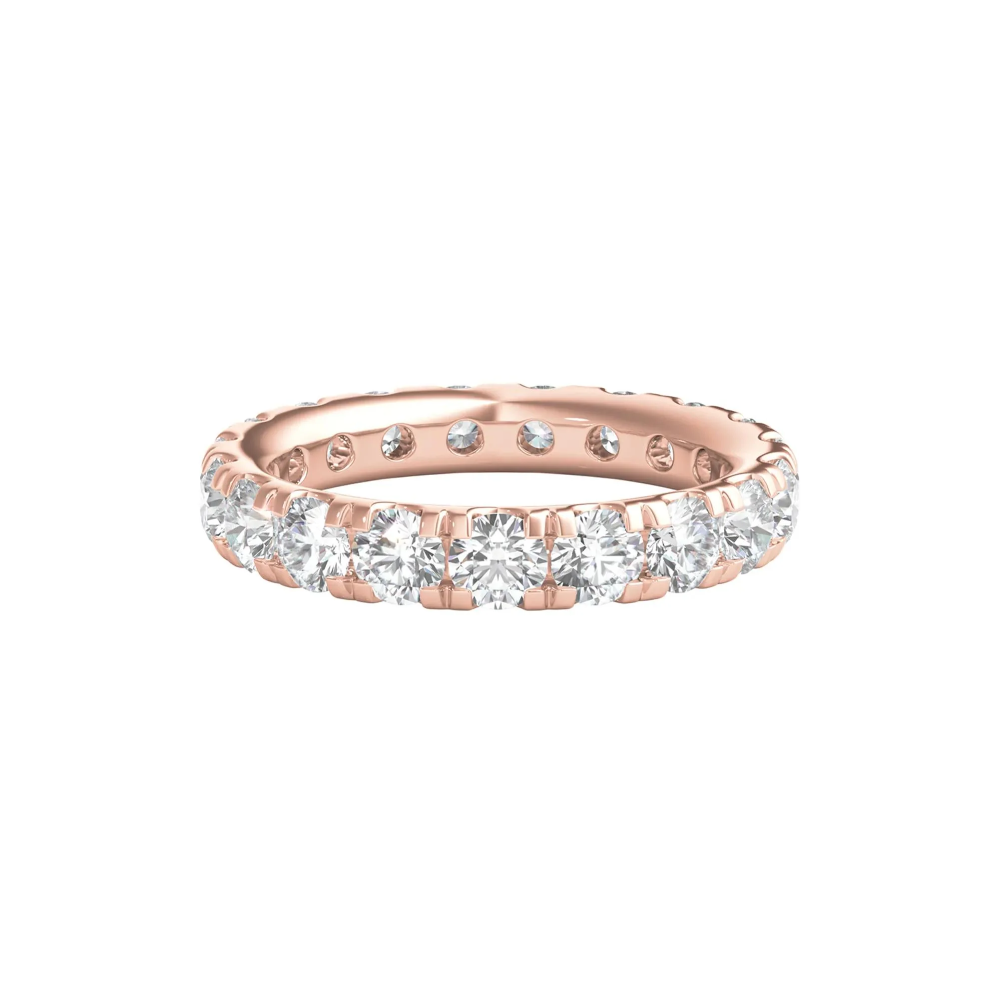 3 CT. Tw. Lab Grown Diamond Comfort Fit Eternity Band Ring 14K Rose Gold Round Brilliant Cut Size 4 2mm
