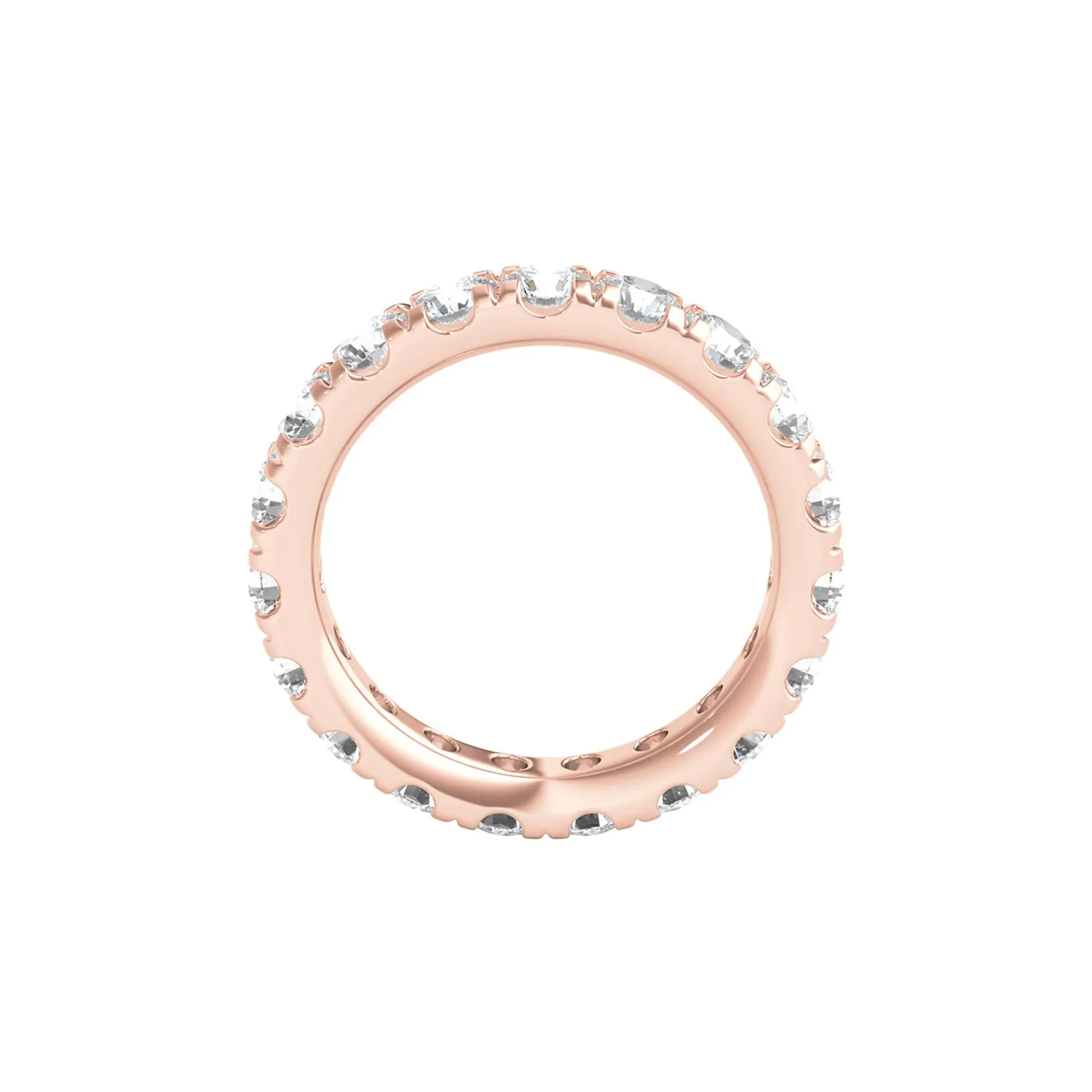 3 CT. Tw. Lab Grown Diamond Comfort Fit Eternity Band Ring 14K Rose Gold Round Brilliant Cut Size 9 2mm - Image 2