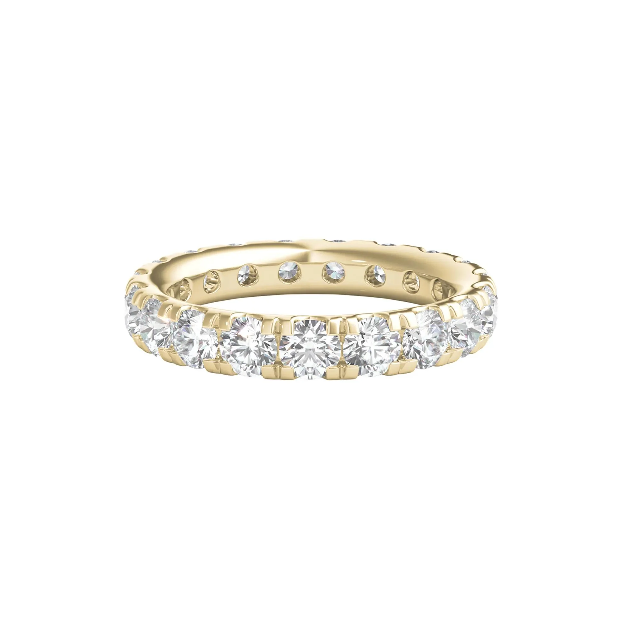 3 CT. Tw. Lab Grown Diamond Comfort Fit Eternity Band Ring 14K Yellow Gold Round Brilliant Cut Size 5.5 2mm