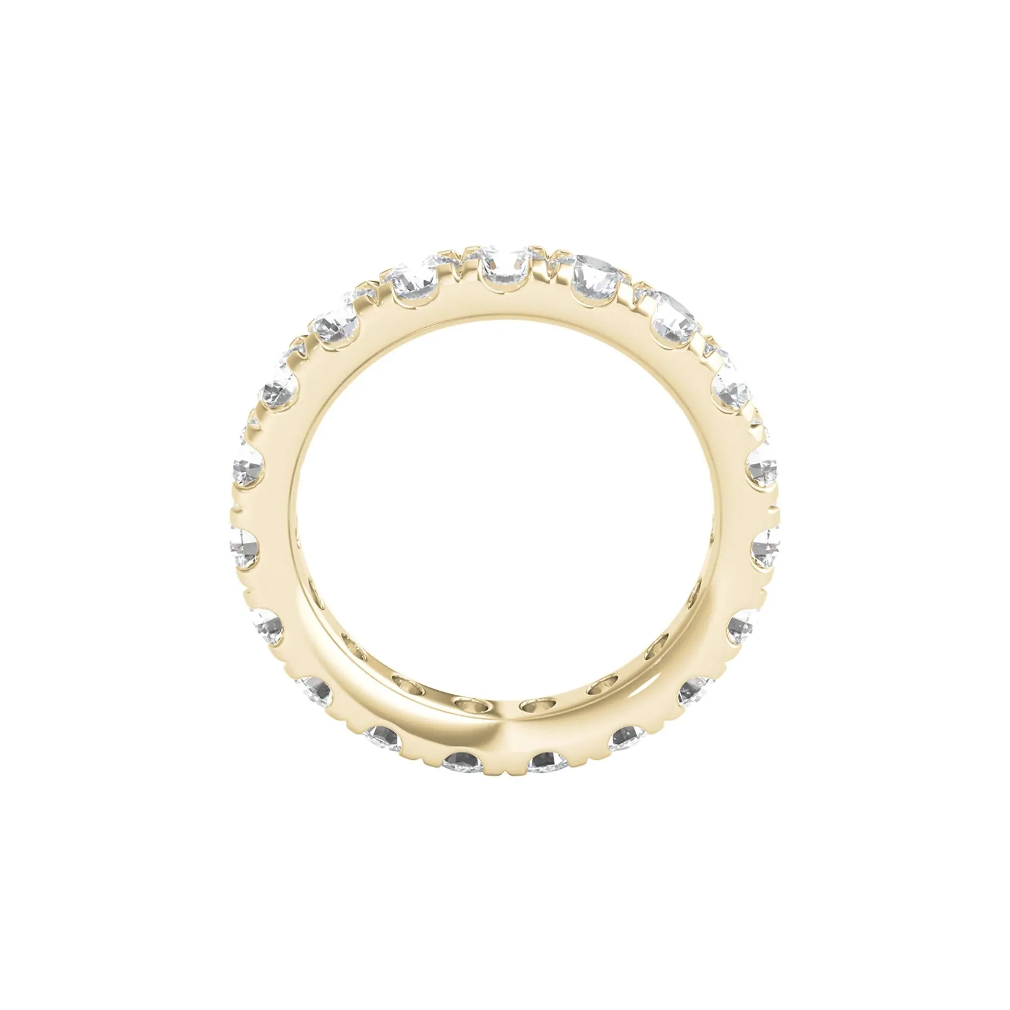 3 CT. Tw. Lab Grown Diamond Comfort Fit Eternity Band Ring 14K Yellow Gold Round Brilliant Cut Size 7 2mm - Image 2