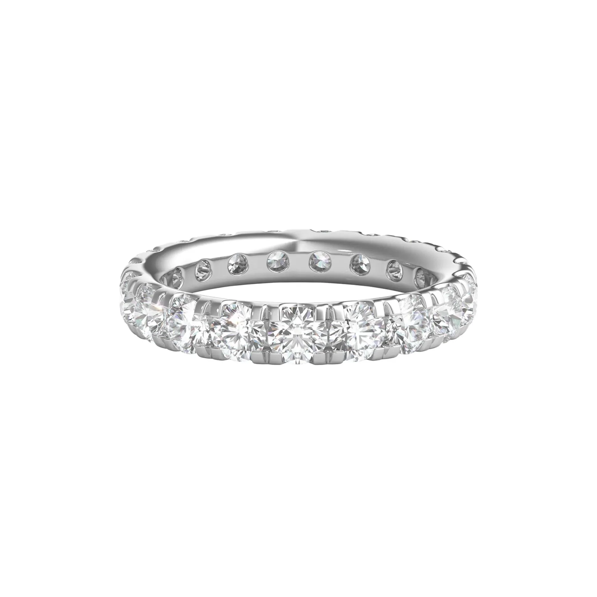 3 CT. Tw. Lab Grown Diamond Comfort Fit Eternity Band Ring Platinum Round Brilliant Cut White Size 5.5 2mm
