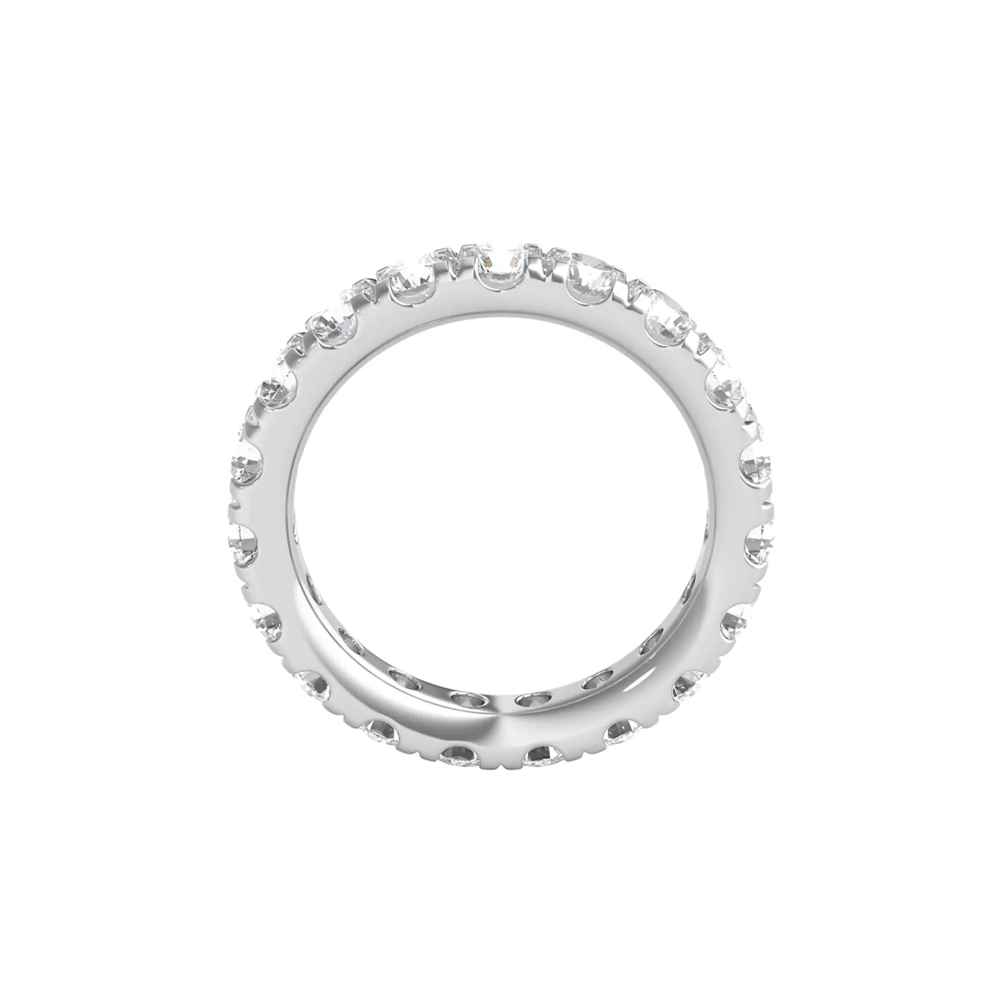 3 CT. Tw. Lab Grown Diamond Comfort Fit Eternity Band Ring Platinum Round Brilliant Cut White Size 7.5 2mm - Image 2