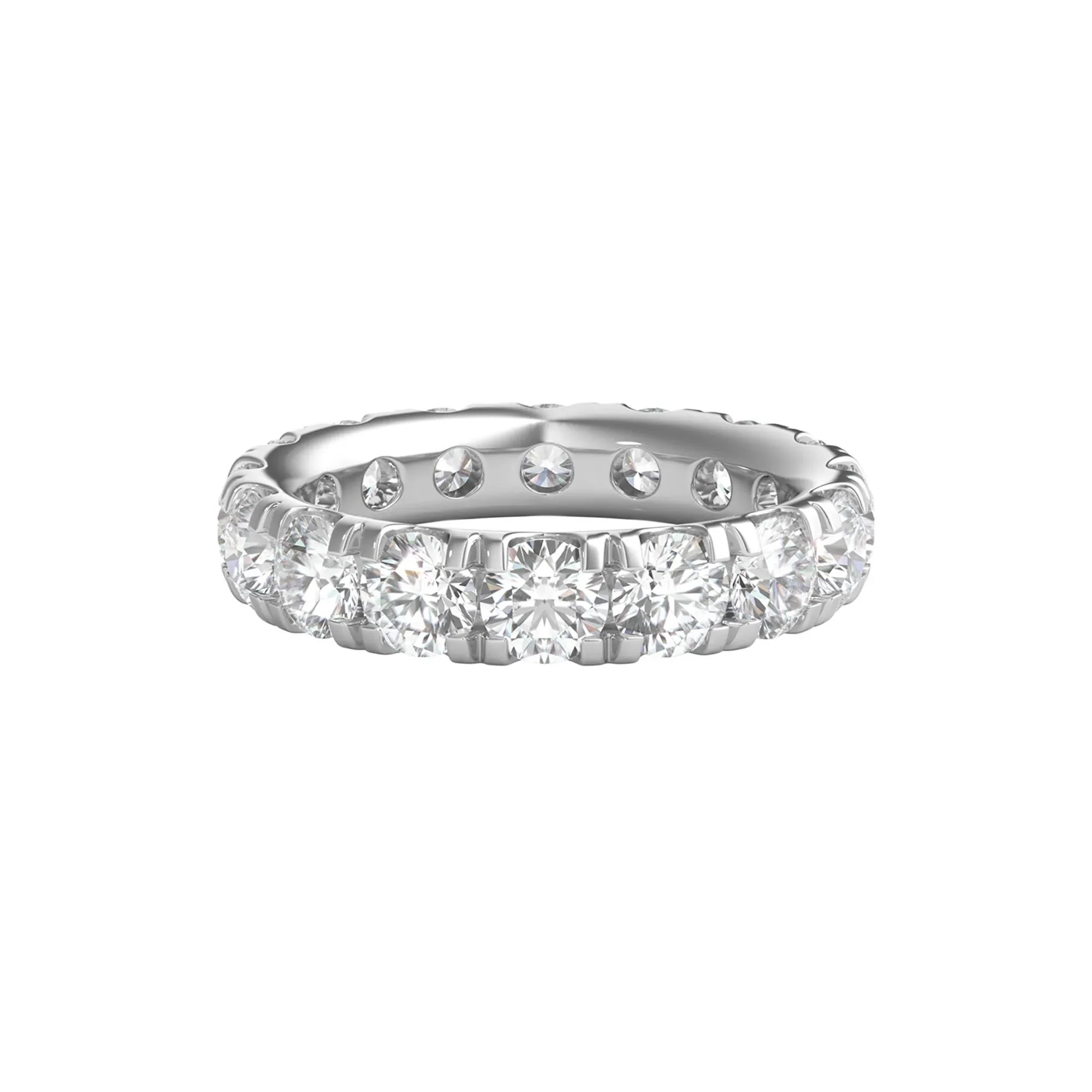 5 CT. Tw. Lab Grown Diamond Comfort Fit Eternity Band Ring Platinum Round Brilliant Cut White Size 7.5 2mm