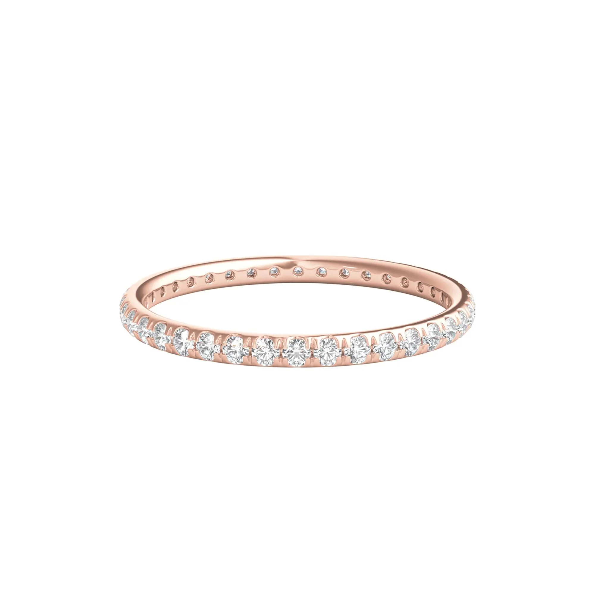 1/2 CT. Tw. Lab Grown Diamond Comfort Fit Eternity Band Ring 14K Rose Gold Round Brilliant Cut Size 6.5 2mm