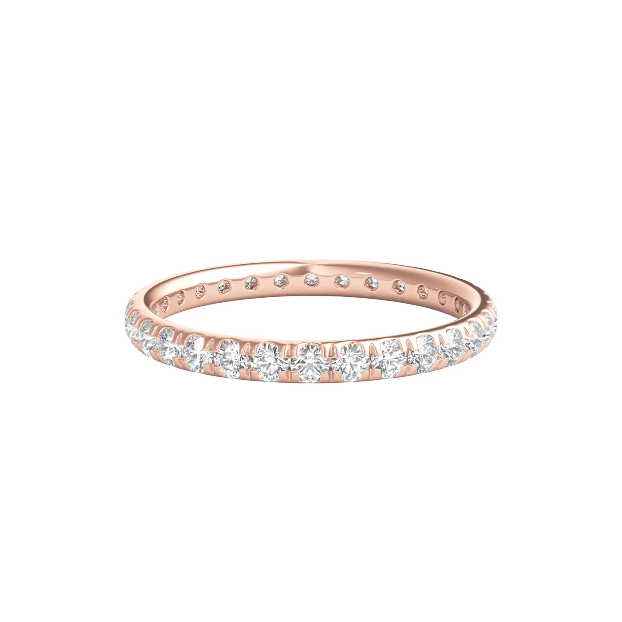 1 CT. Tw. Lab Grown Diamond Comfort Fit Eternity Band Ring 14K Rose Gold Round Brilliant Cut Size 5.5 2mm