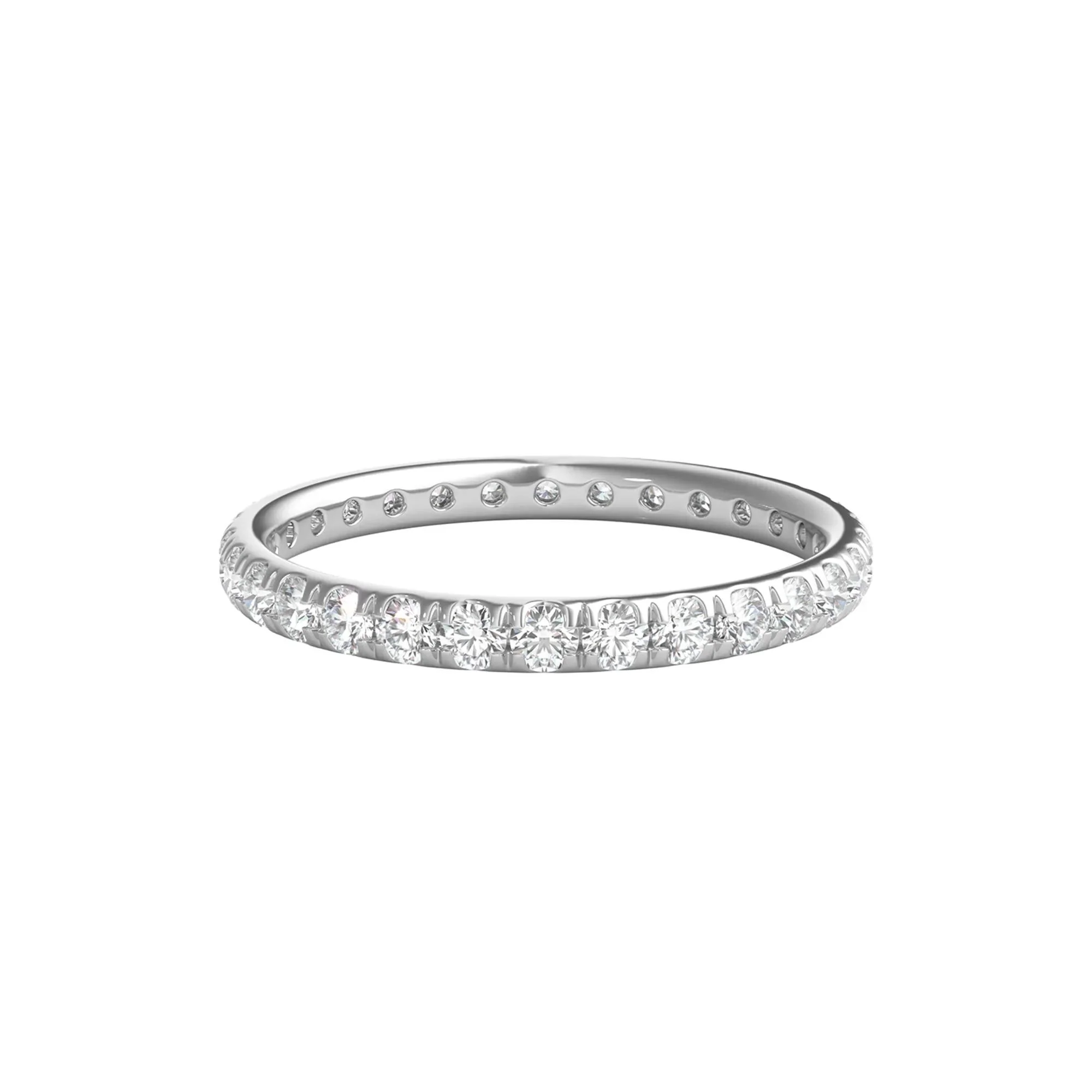 1 CT. Tw. Lab Grown Diamond Comfort Fit Eternity Band Ring Platinum Round Brilliant Cut White Size 7 2mm
