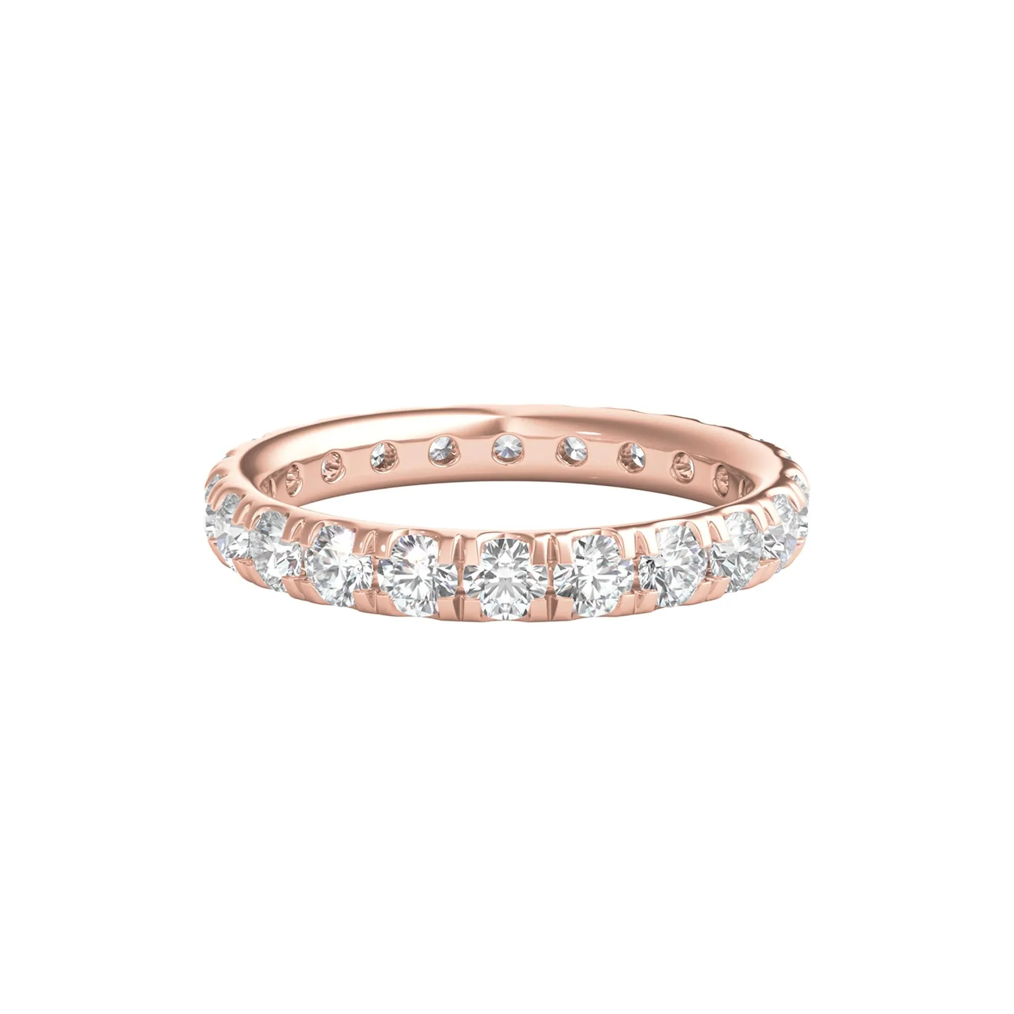 2 CT. Tw. Diamond Wedding Band Ring with Eternity Setting 14K Rose Gold Round Brilliant Cut Size 5 2mm