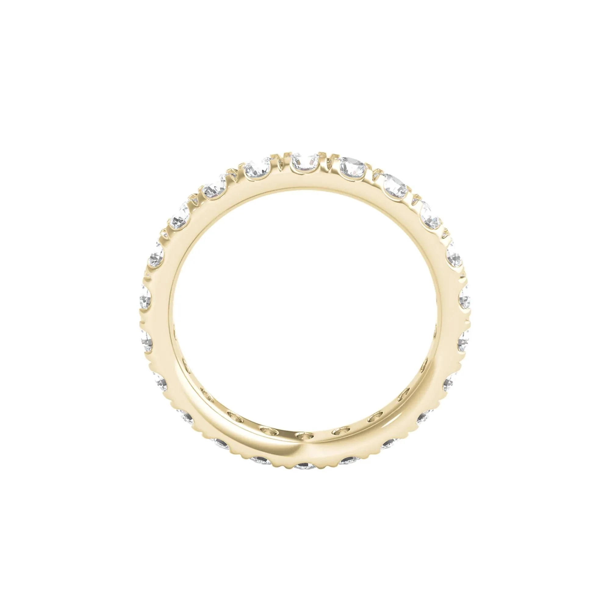 2 CT. Tw. Diamond Wedding Band Ring with Eternity Setting 14K Yellow Gold Round Brilliant Cut Size 5 2mm - Image 2