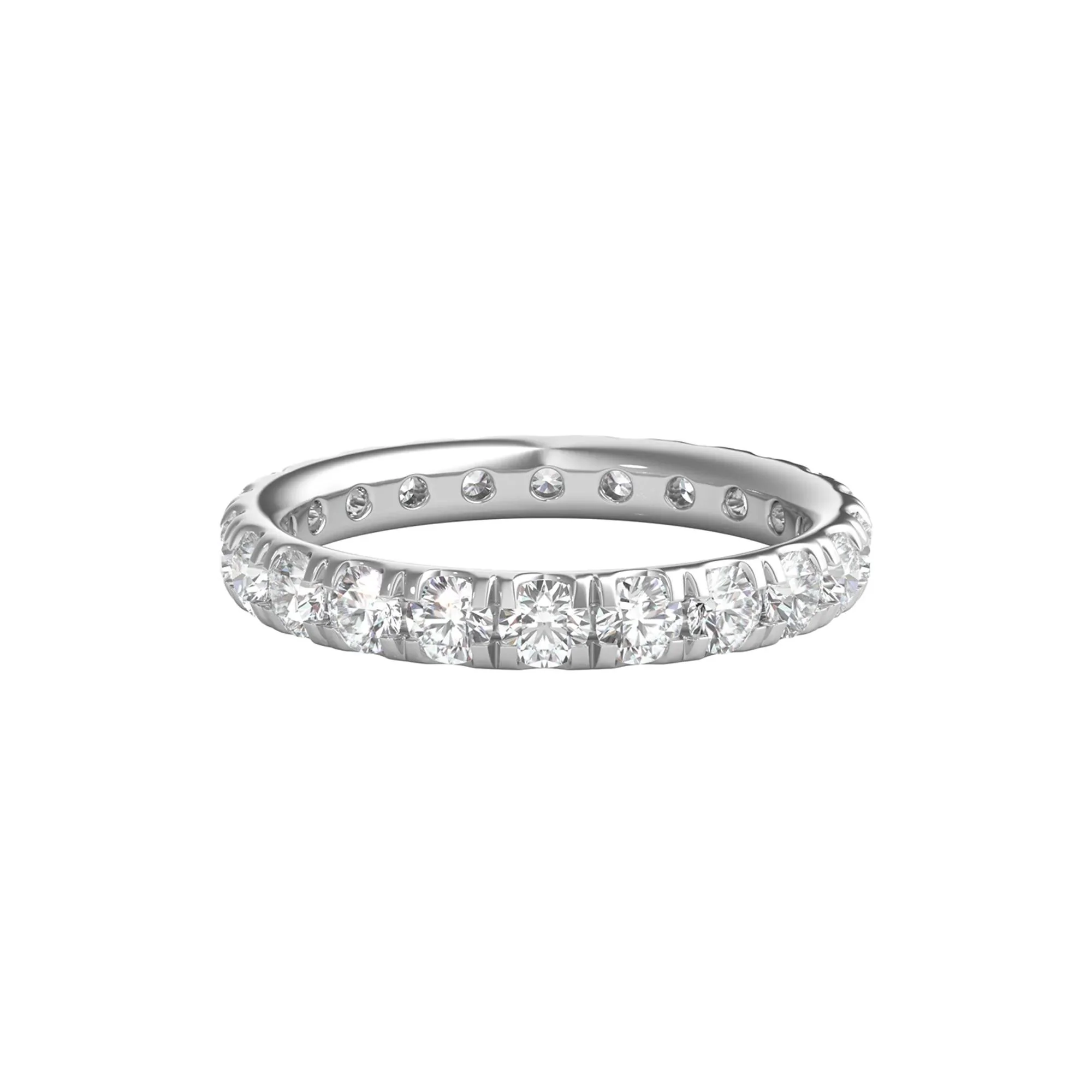 2 CT. Tw. Diamond Wedding Band Ring with Eternity Setting Platinum Round Brilliant Cut White Size 4 2mm