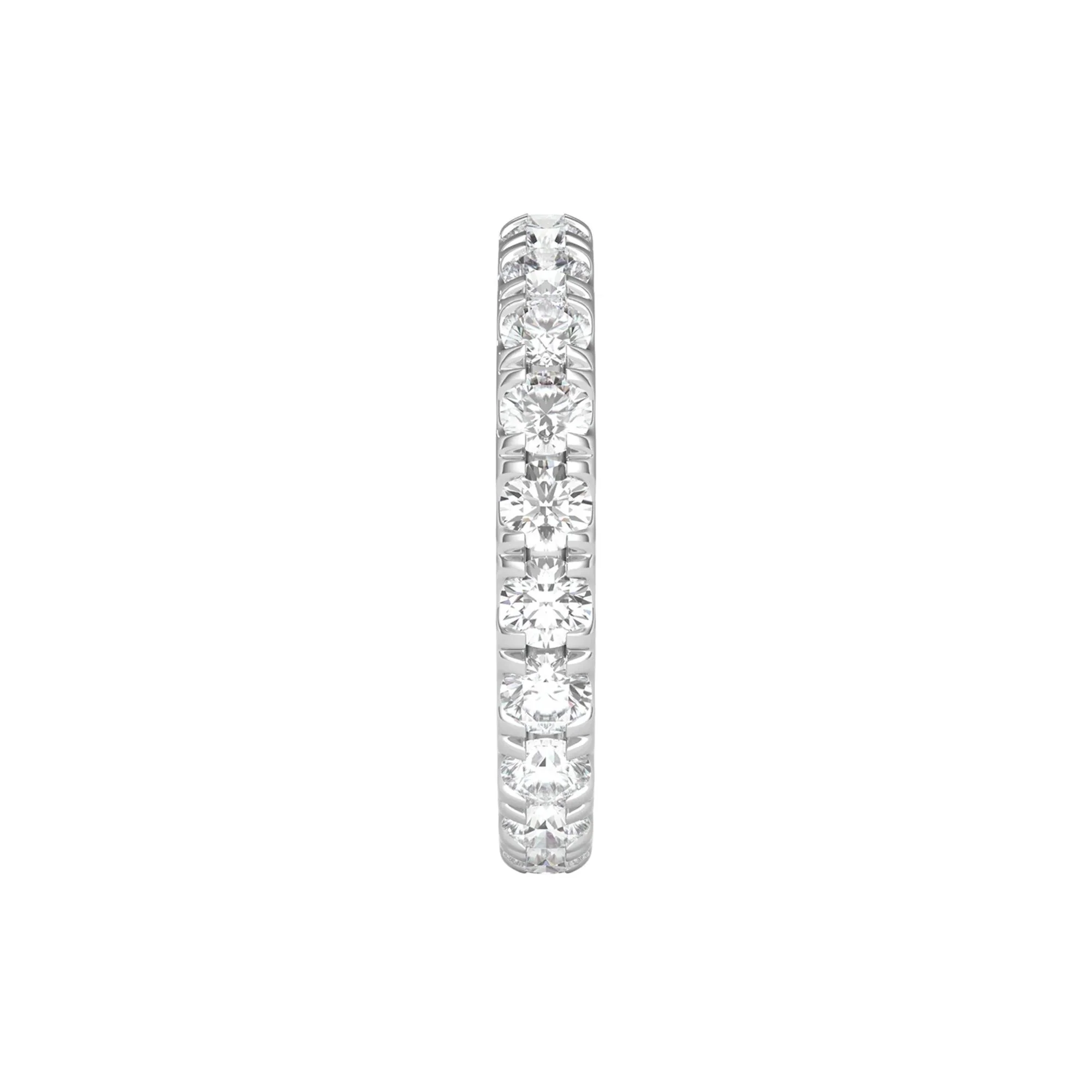 2 CT. Tw. Diamond Wedding Band Ring with Eternity Setting Platinum Round Brilliant Cut White Size 5 2mm - Image 3