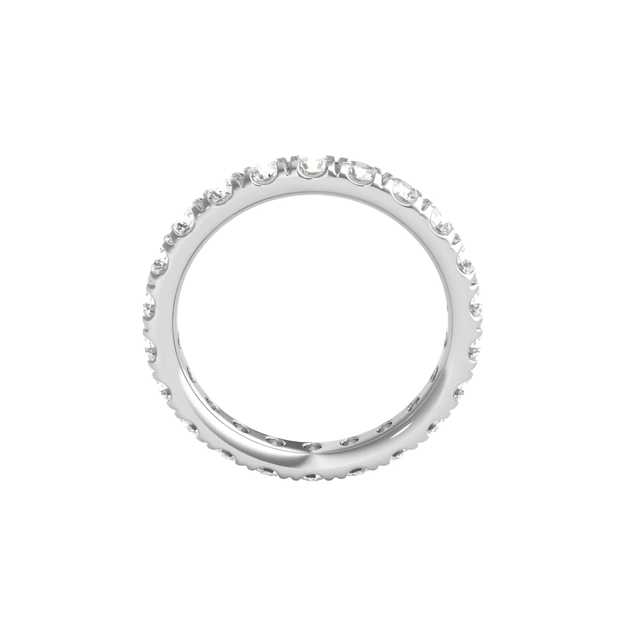 2 CT. Tw. Diamond Wedding Band Ring with Eternity Setting Platinum Round Brilliant Cut White Size 8 2mm - Image 2