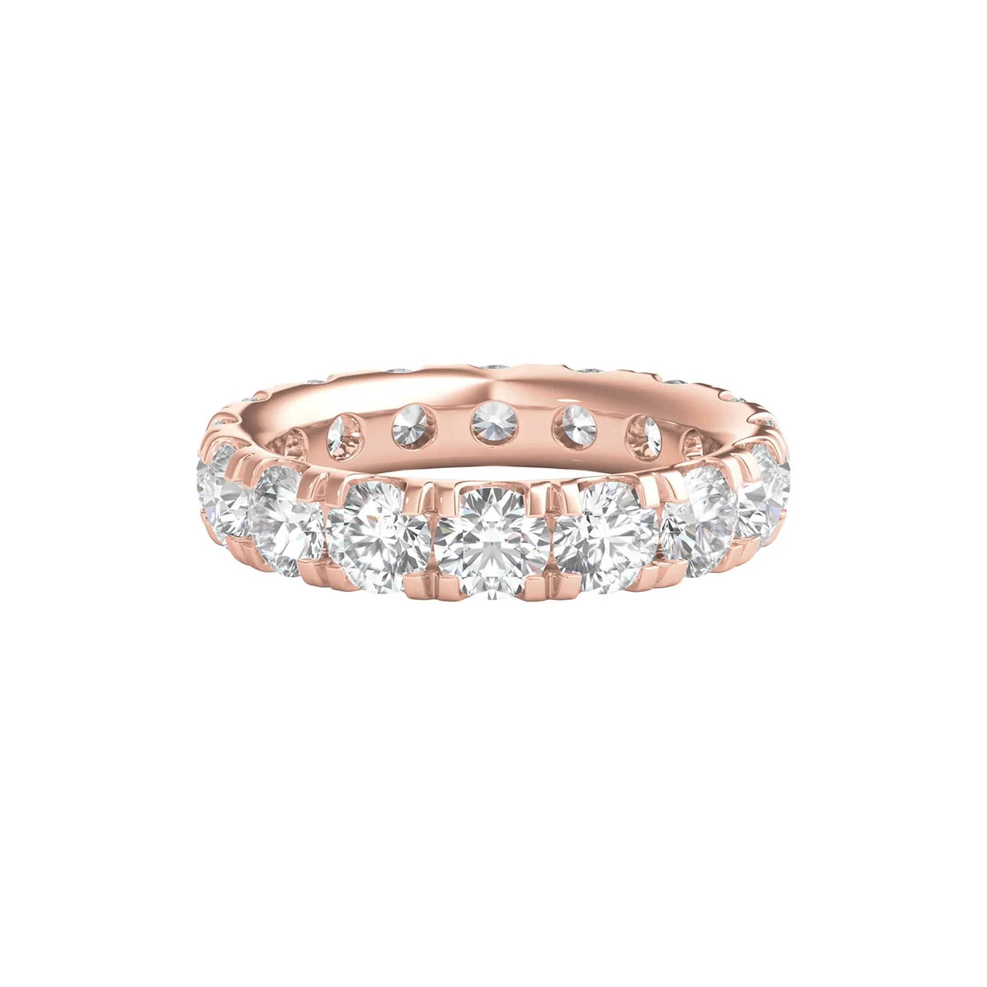 5 CT. Tw. Lab Grown Diamond Comfort Fit Eternity Band Ring 14K Rose Gold Round Brilliant Cut Size 5 2mm