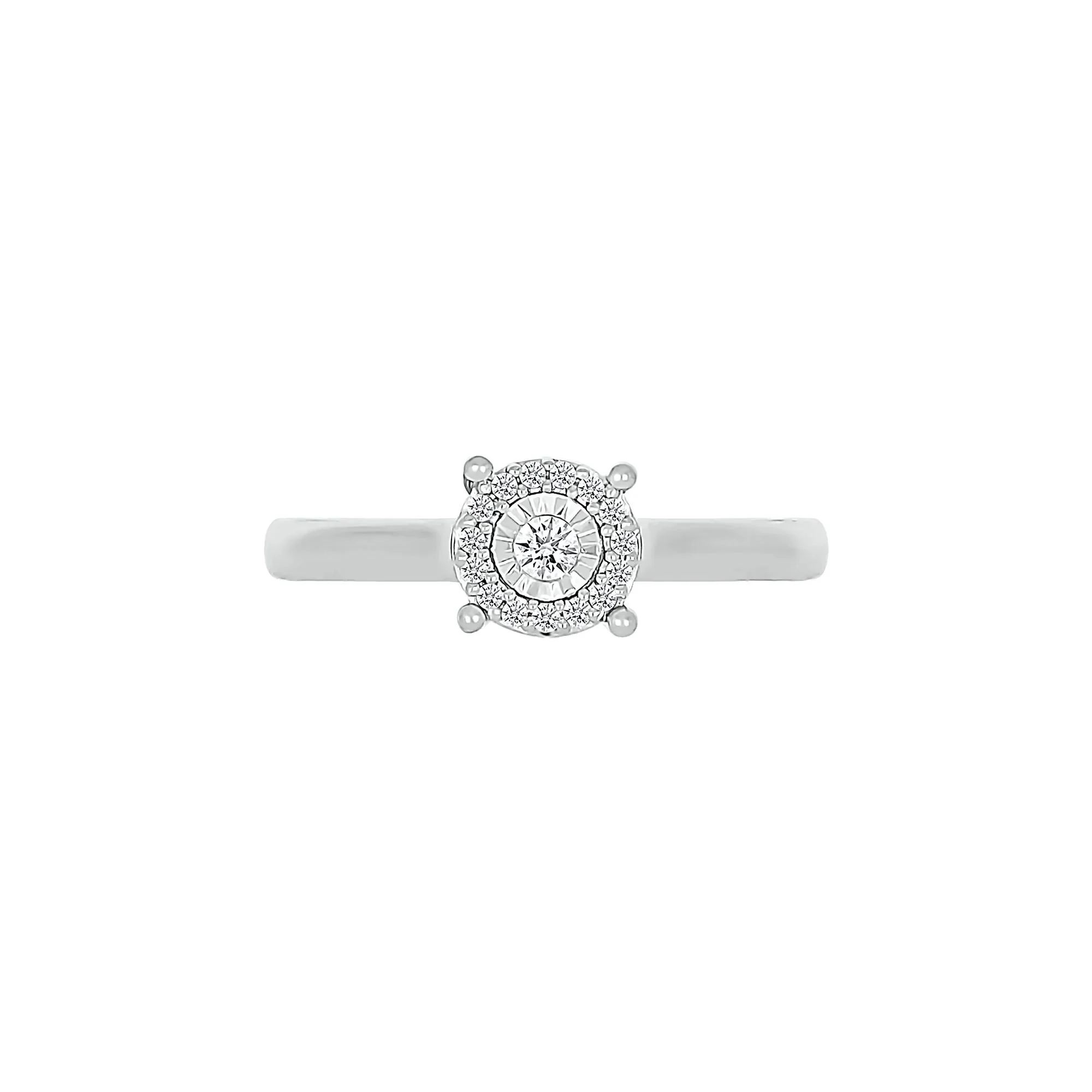 1/4 CT. Tw. Diamond Halo Promise Ring .925 Sterling Silver Round Brilliant Cut White Size 8 - Image 5