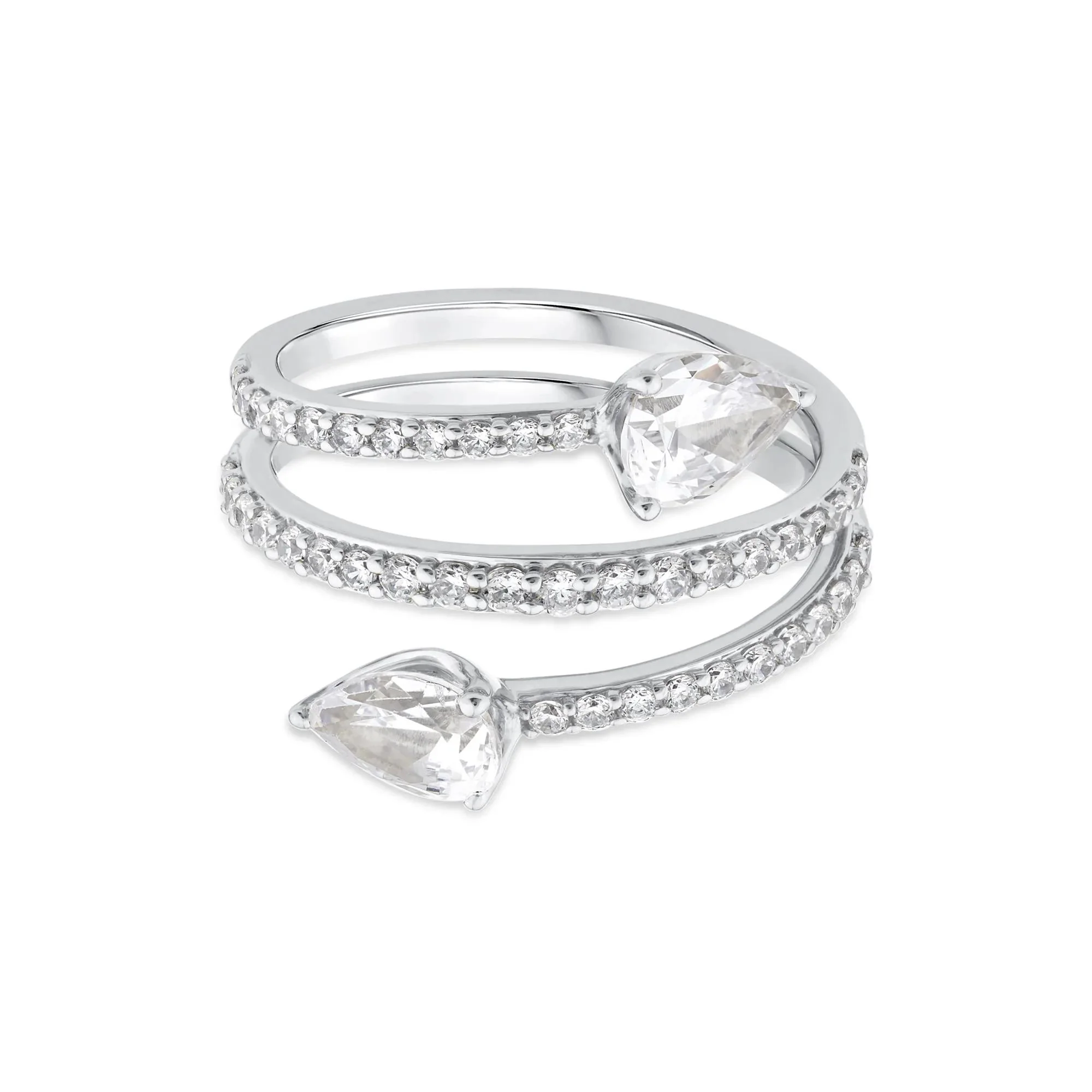 1/2 CT. Tw. Lab Grown Diamond Wrap Ring 10K White Gold Round Brilliant Cut Size 6.5