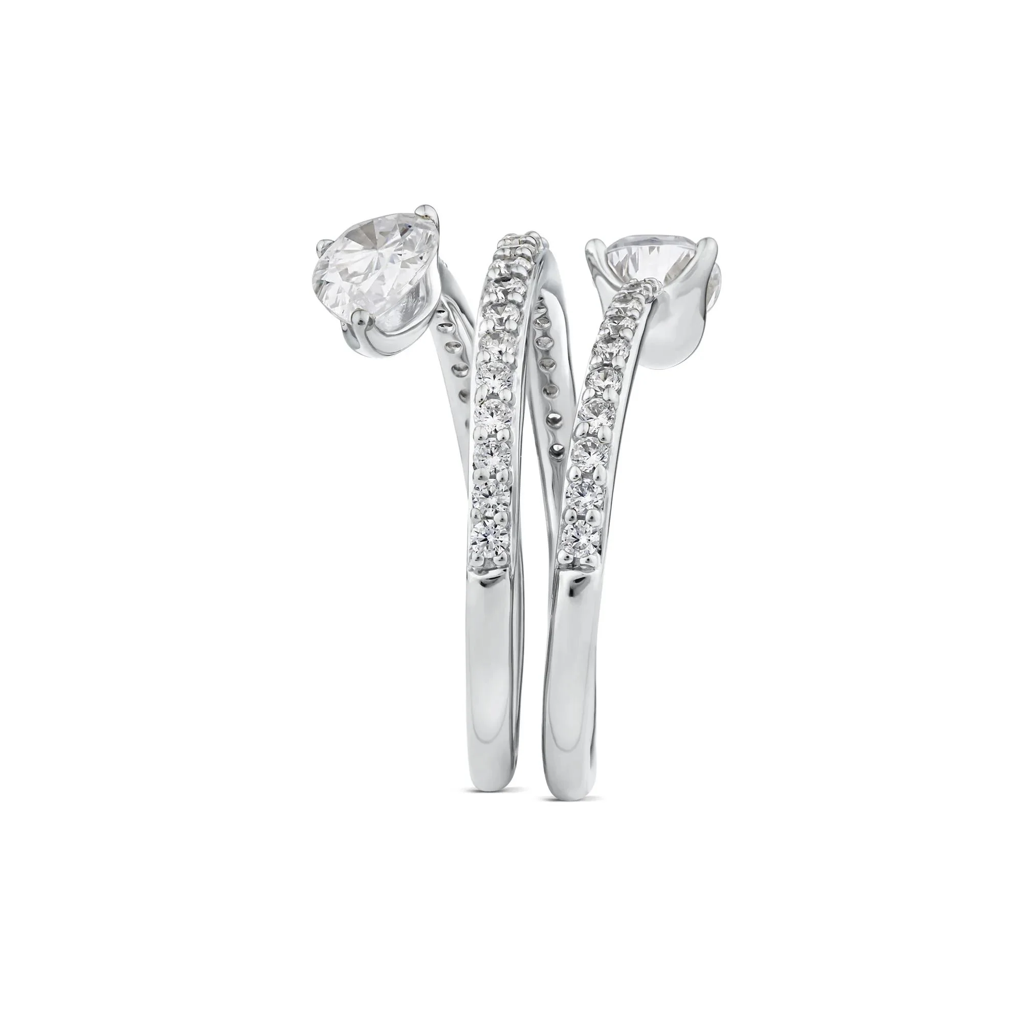 1/2 CT. Tw. Lab Grown Diamond Wrap Ring 10K White Gold Round Brilliant Cut Size 8 - Image 3