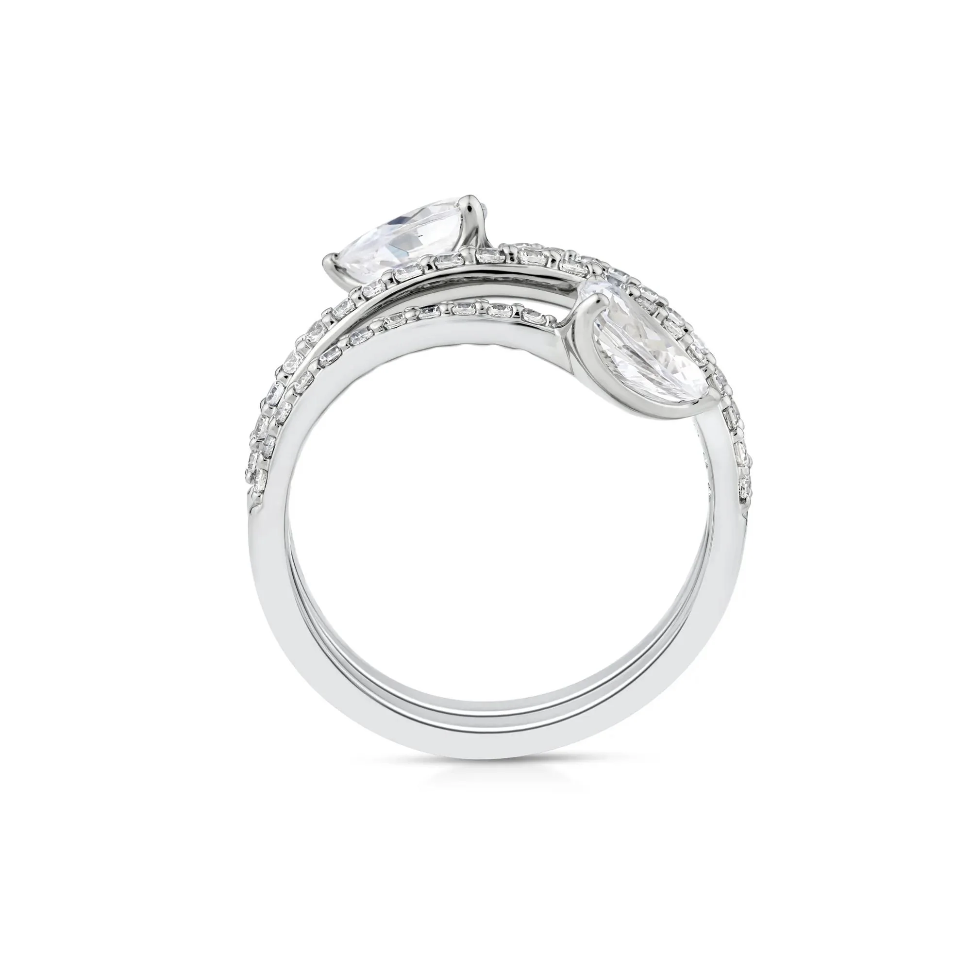 1/2 CT. Tw. Lab Grown Diamond Wrap Ring 10K White Gold Round Brilliant Cut Size 8.5 - Image 2