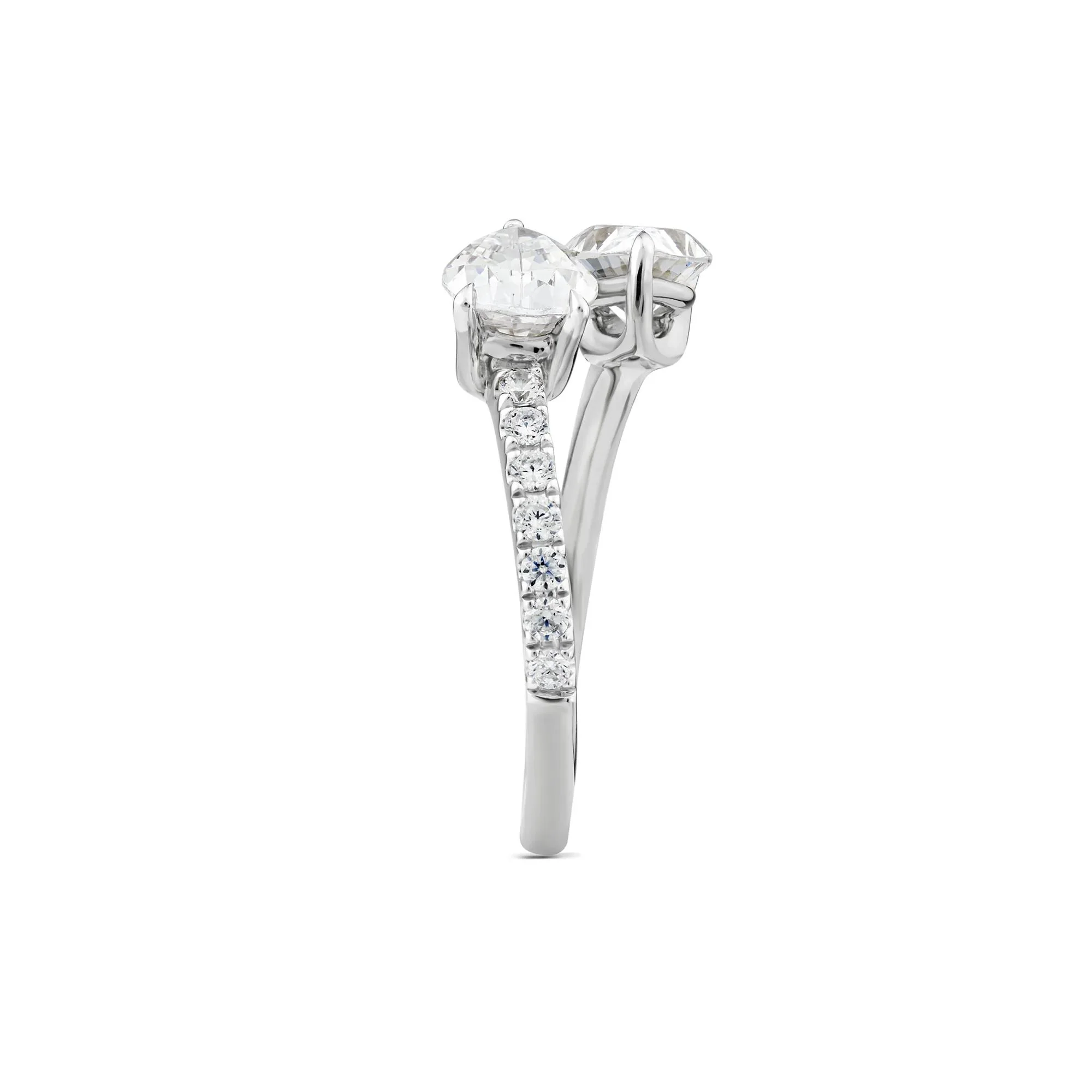 1 3/4 CT. Tw. Lab Grown Diamond Bypass Ring 10K White Gold Round Brilliant Cut Size 6 - Image 3