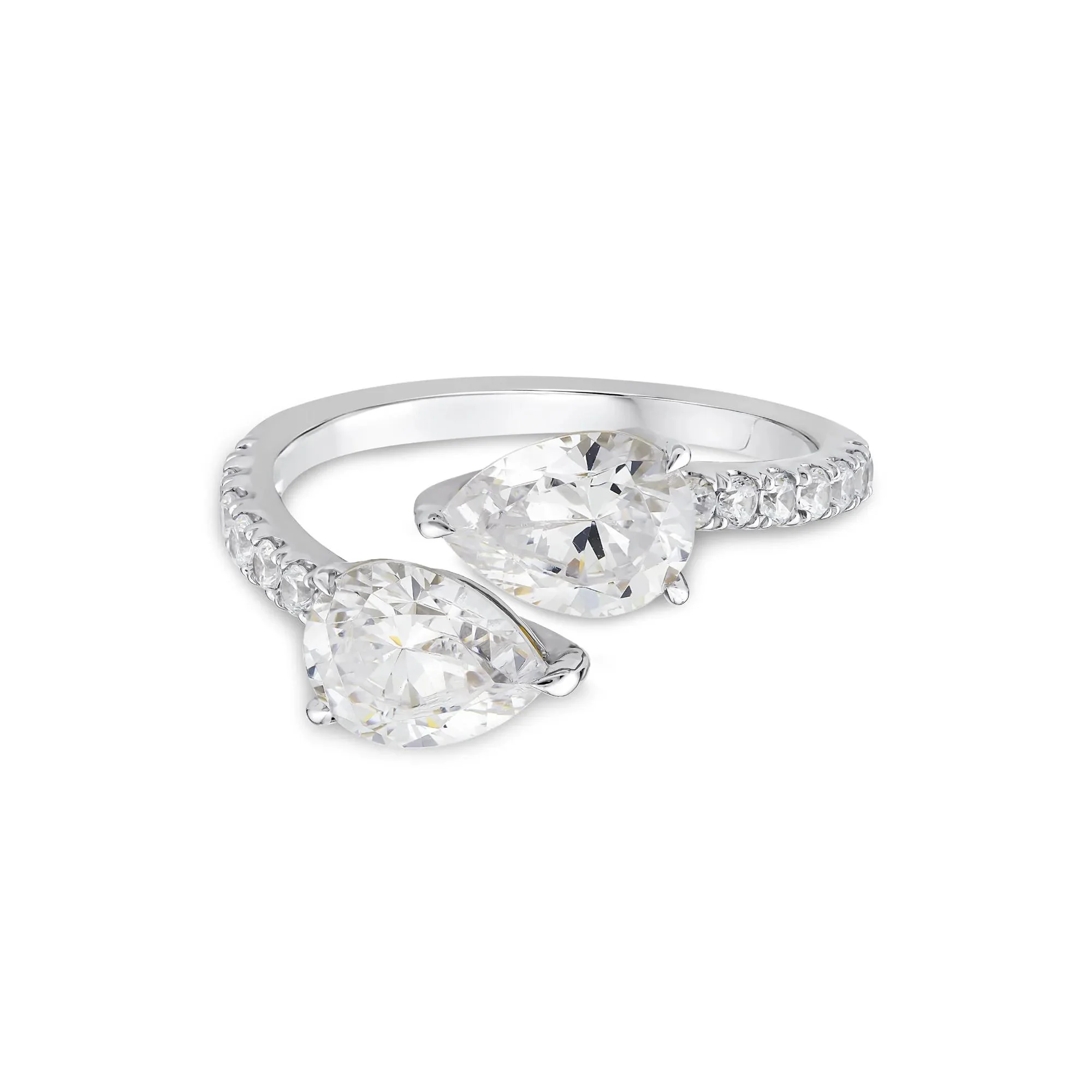 1 3/4 CT. Tw. Lab Grown Diamond Bypass Ring 10K White Gold Round Brilliant Cut Size 8.5