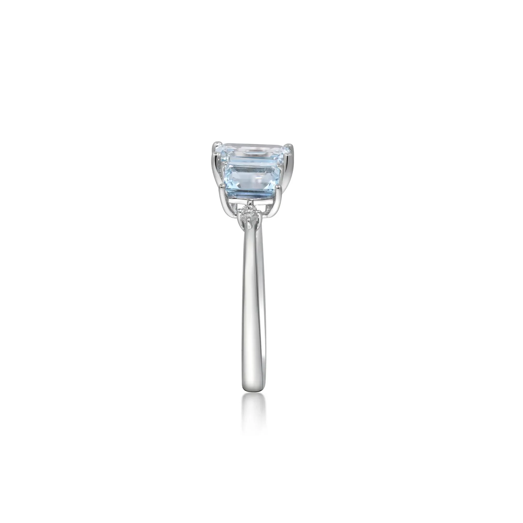 Aquamarine and Diamond Accent Ring 10K White Gold Round Brilliant Cut Size 8 2mm - Image 3