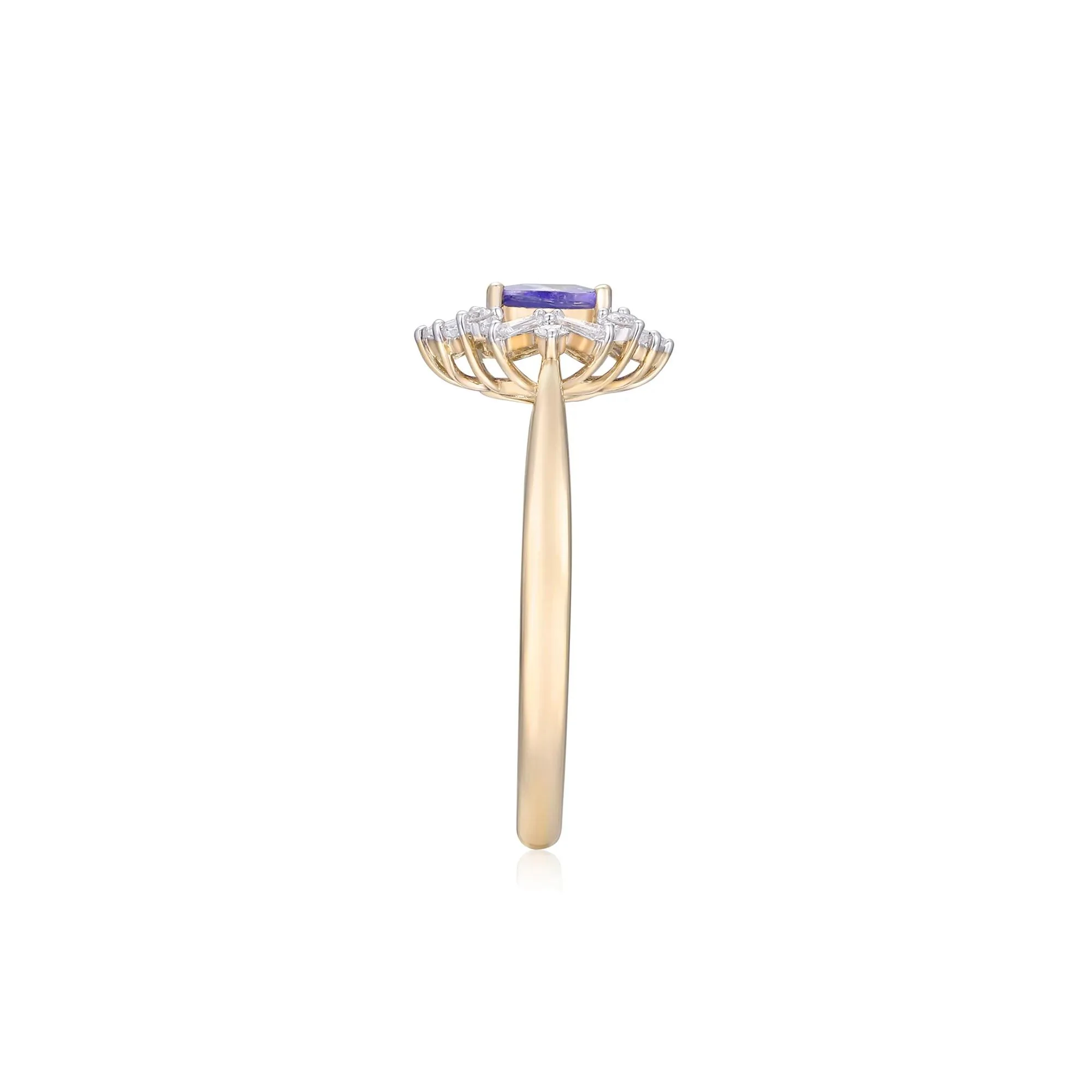 1/4 CT. Tw. Tanzanite and Diamond Ring 10K Yellow Gold Round Brilliant Cut Size 6.5 - Image 3