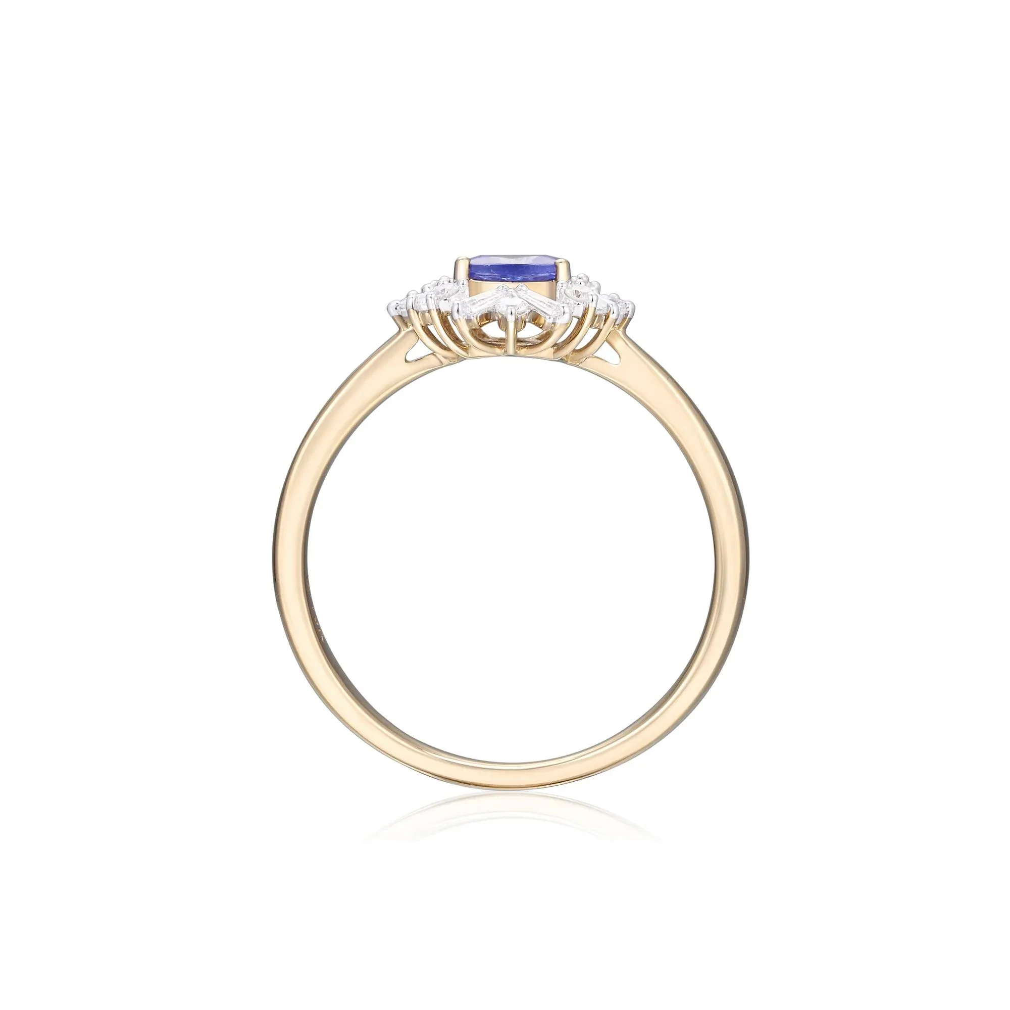 1/4 CT. Tw. Tanzanite and Diamond Ring 10K Yellow Gold Round Brilliant Cut Size 8.5 - Image 2