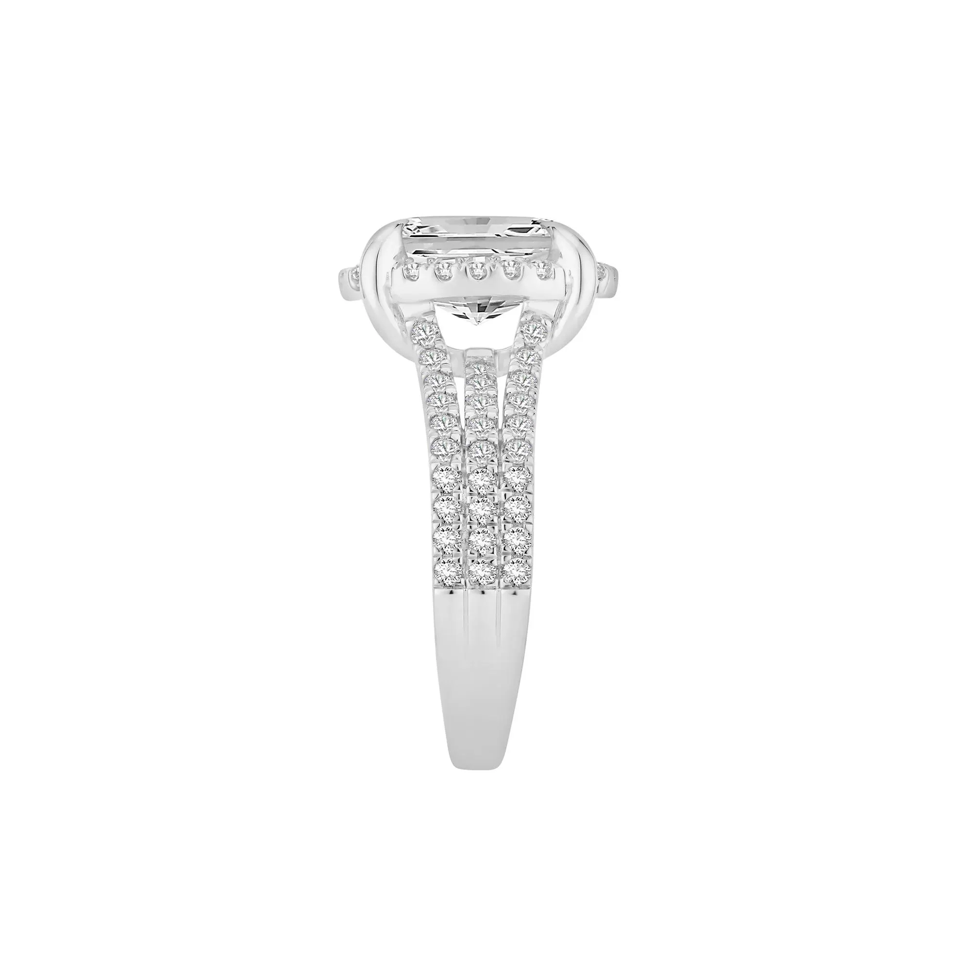 3/4 CT. Tw. Lab Grown Diamond Oval Engagement Ring 14K White Gold Round Brilliant Cut Size 8 - Image 3