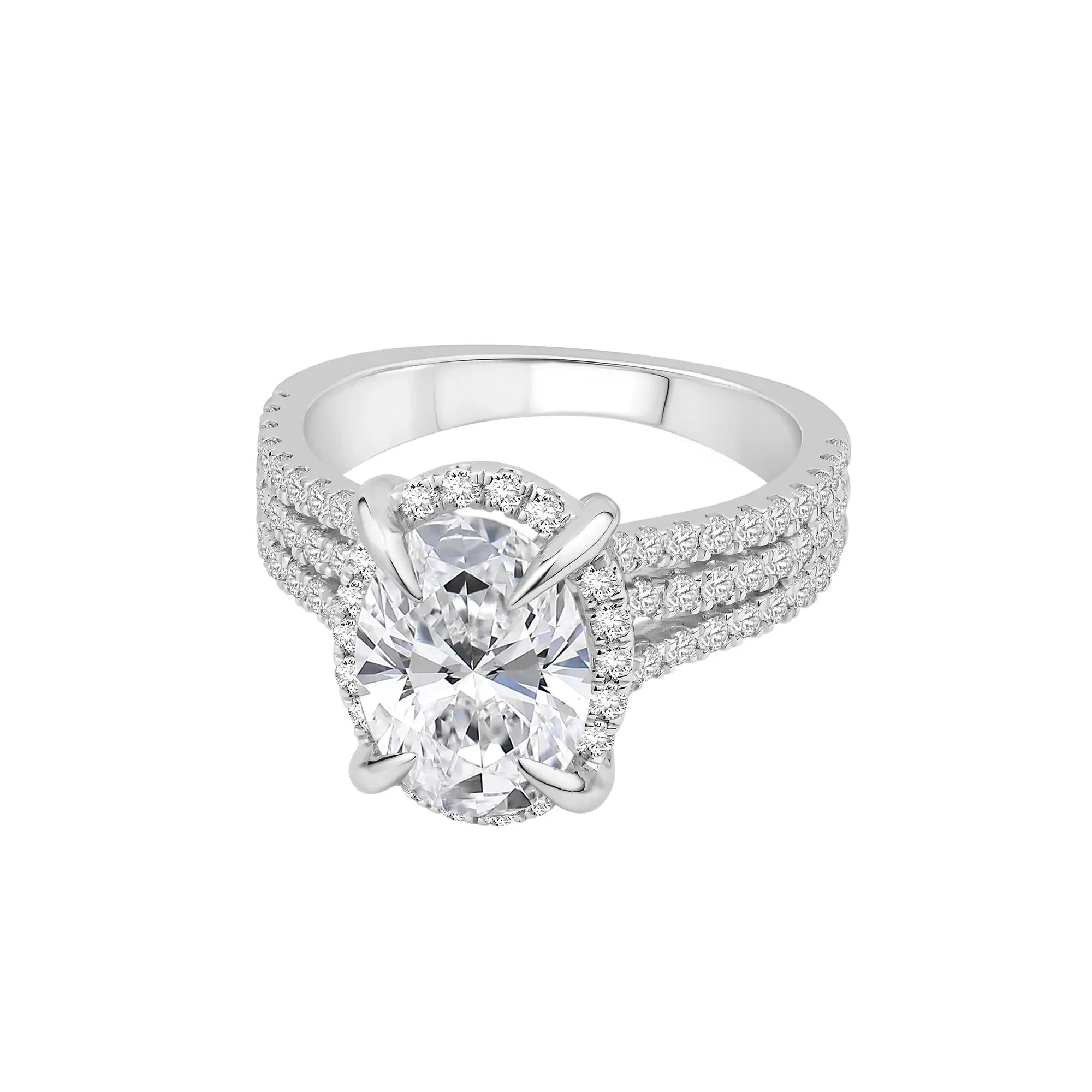 3/4 CT. Tw. Lab Grown Diamond Oval Engagement Ring 14K White Gold Round Brilliant Cut Size 8 - Image 4